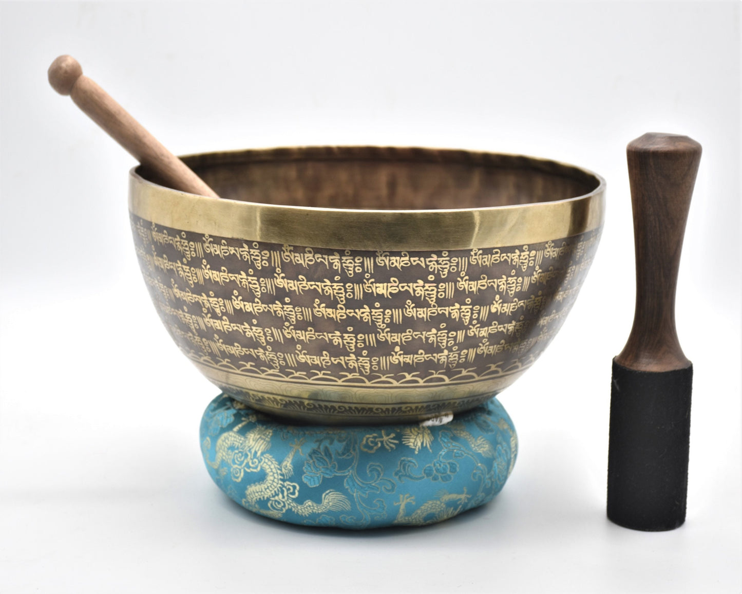 11 inch Mantra Carved Singing Bowl: Handmade Tibetan Bowl for Sound Healing