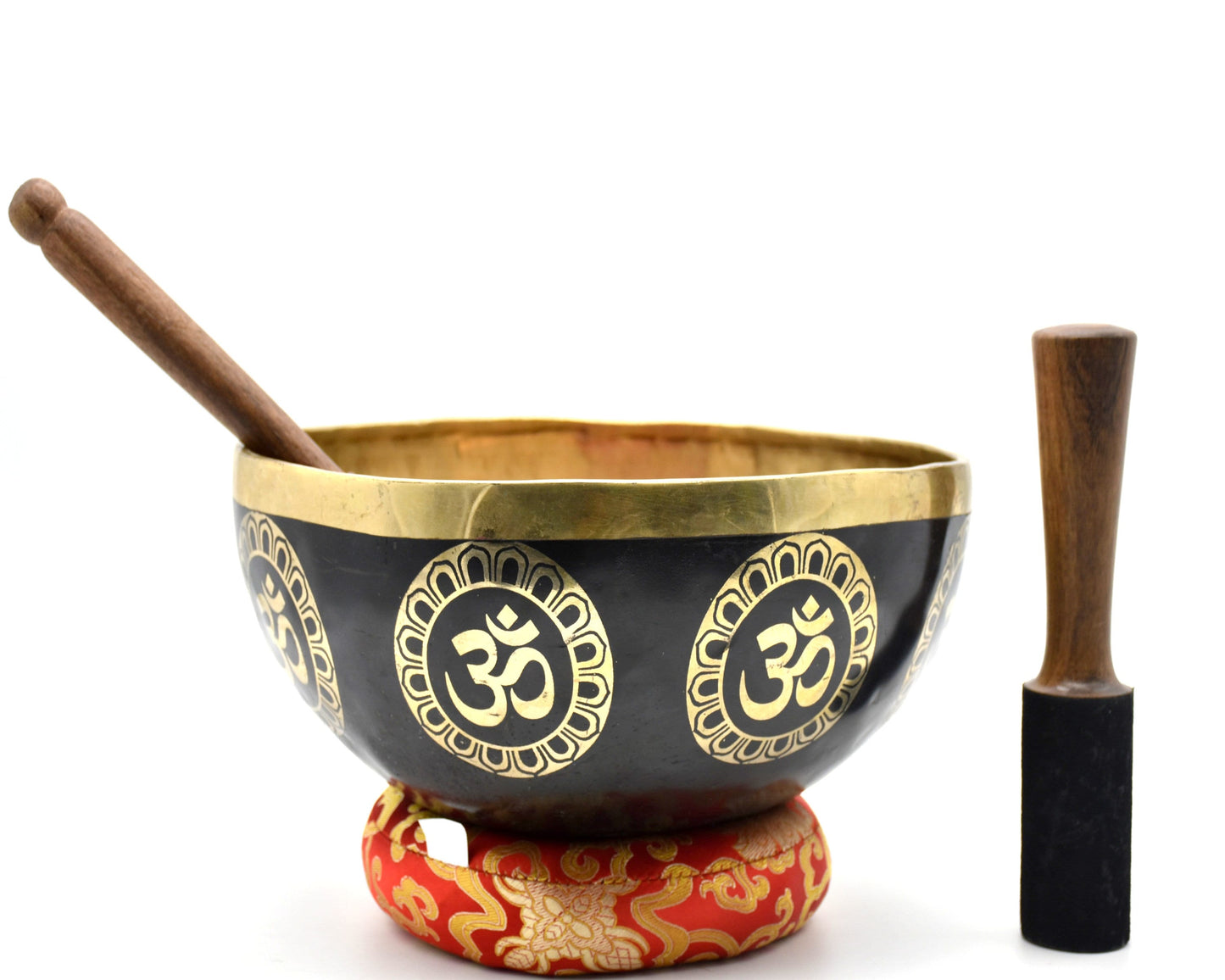 11 inch Hindu OM Carved Singing Bowl: Handmade Tibetan Meditation Bowl