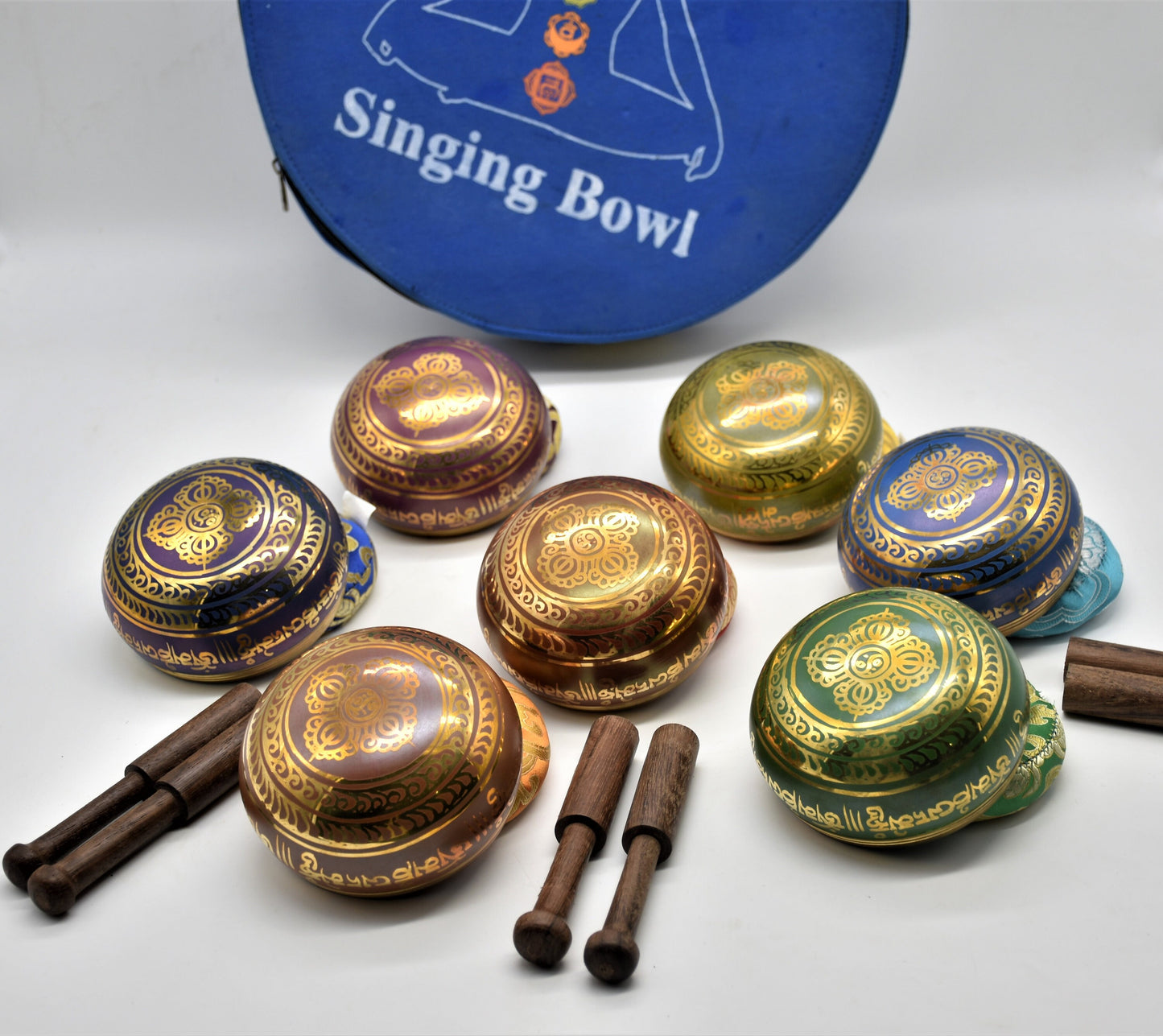 Seven Chakra Tibetan Singing Bowl Set: Handmade Sound Healing Bowls