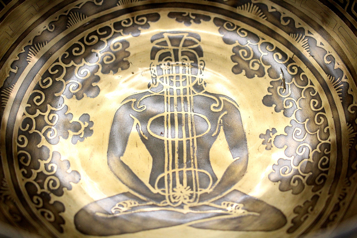 9 Inch Mantra Engraved Singing Bowl: Handmade Tibetan Sound Bath Bowl