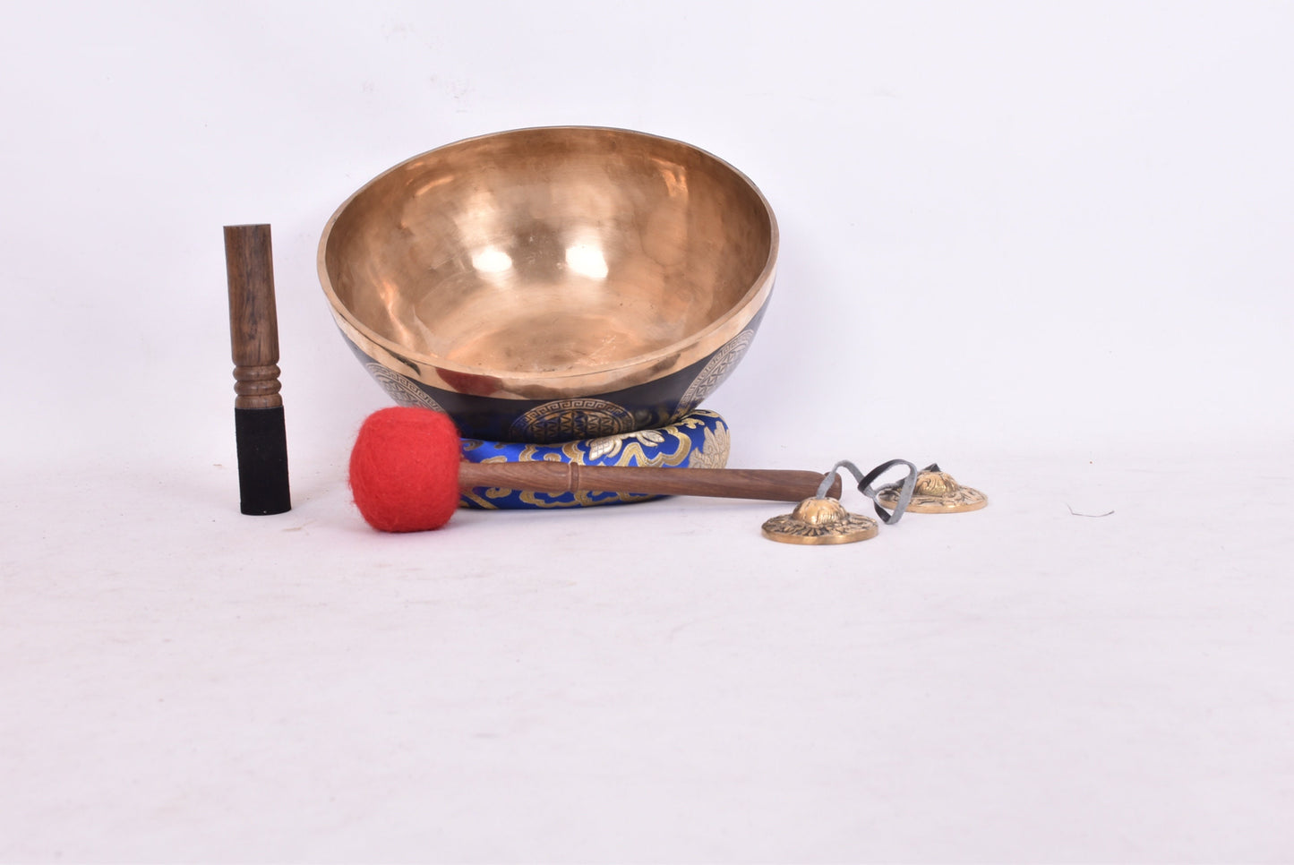 12 inch Flower of Life Carved Singing Bowl: Handmade Tibetan Bowl for Meditation