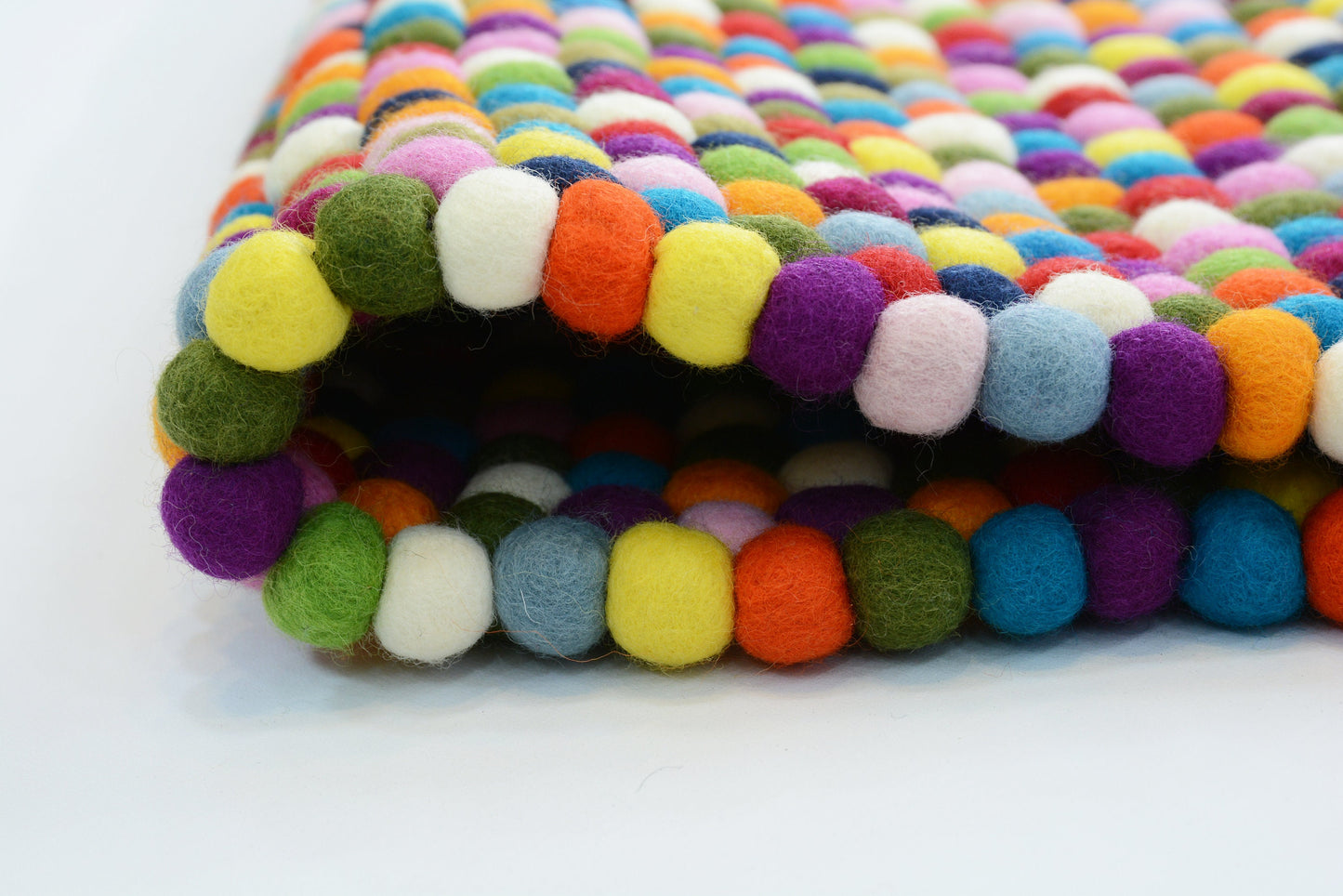 Multicolor Felt Ball Rug: Handmade Wool Nursery Rug