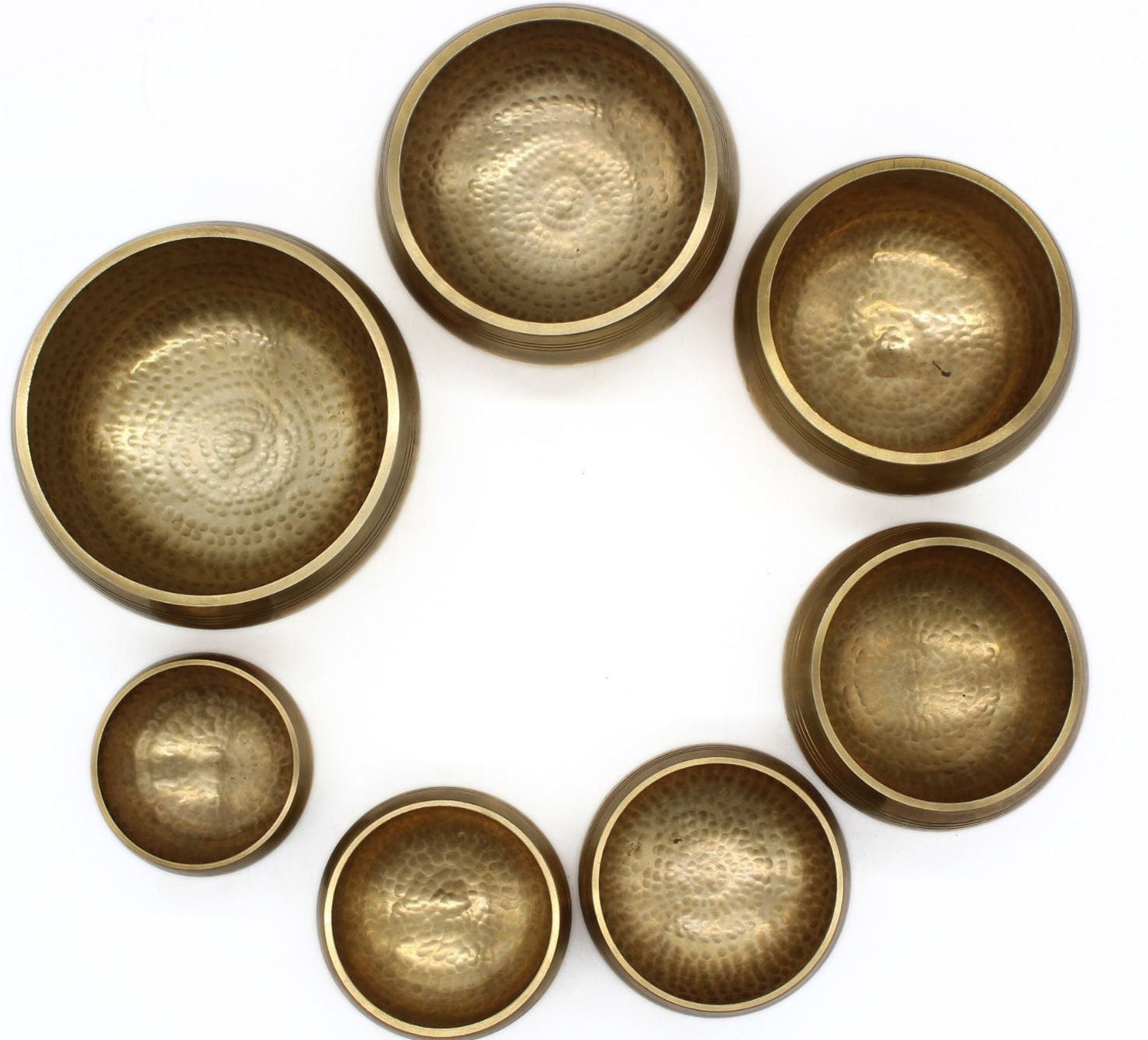 Hand-Beaten Tibetan Singing Bowl Chakra Set – Sound Healing, Meditation