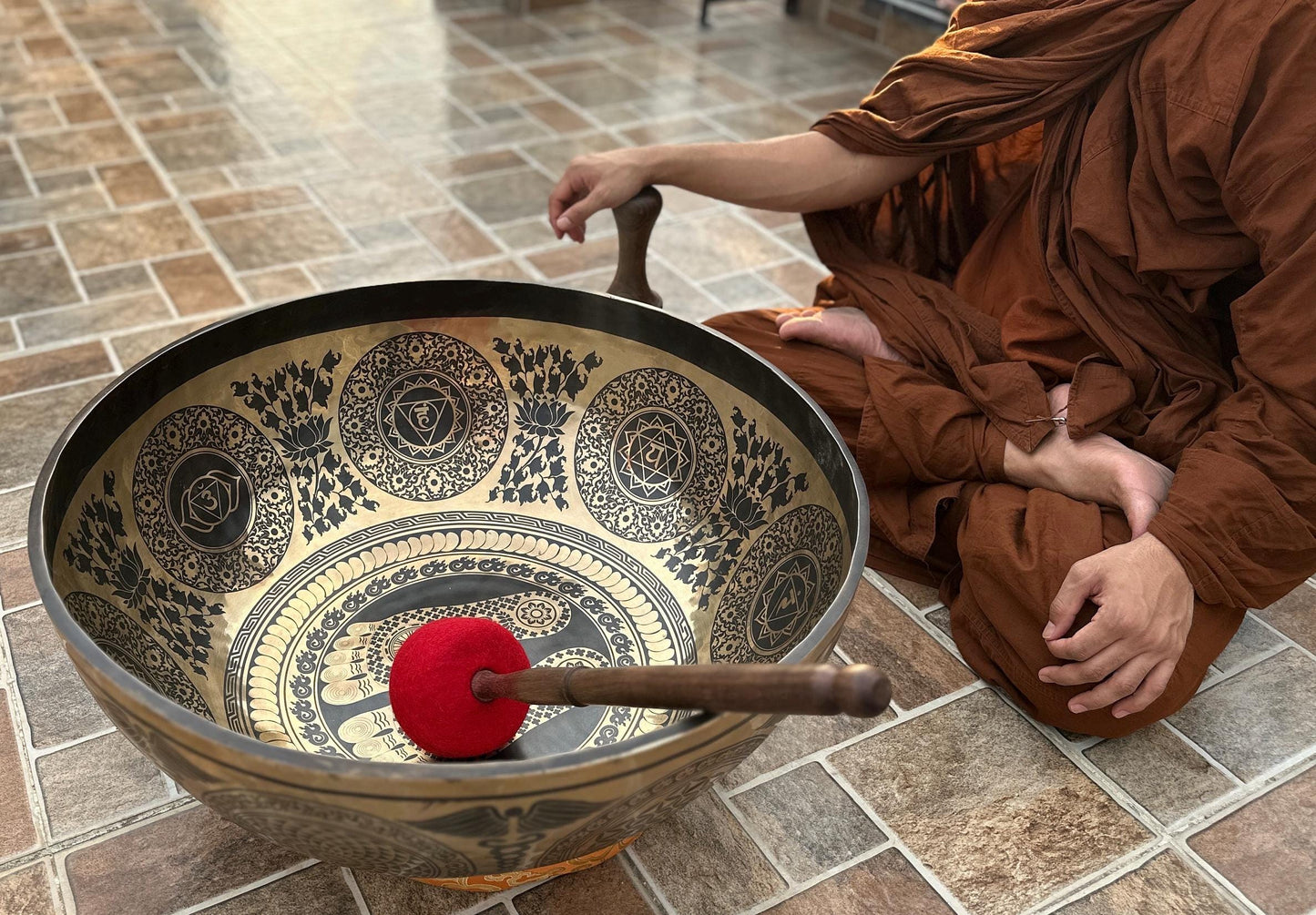 Handmade Buddha Feet Singing Bowl: Tibetan Meditation Bowl, Blessed