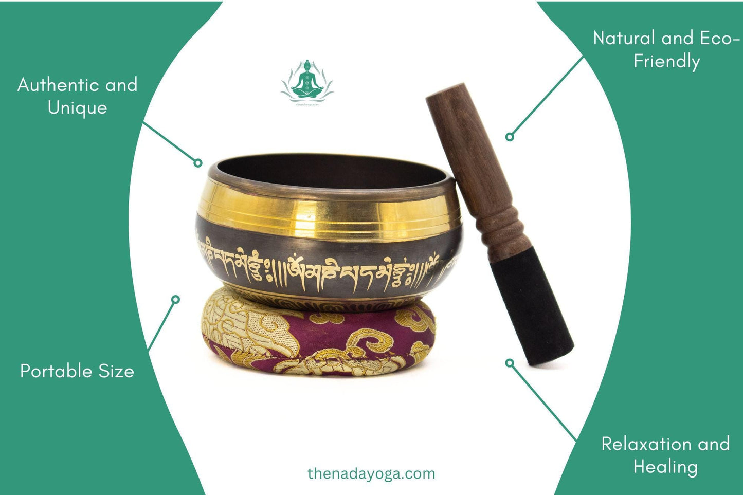 Handmade Tibetan Singing Bowl Set | 4-Inch, Nepal, Yoga Meditation The Nada Yoga