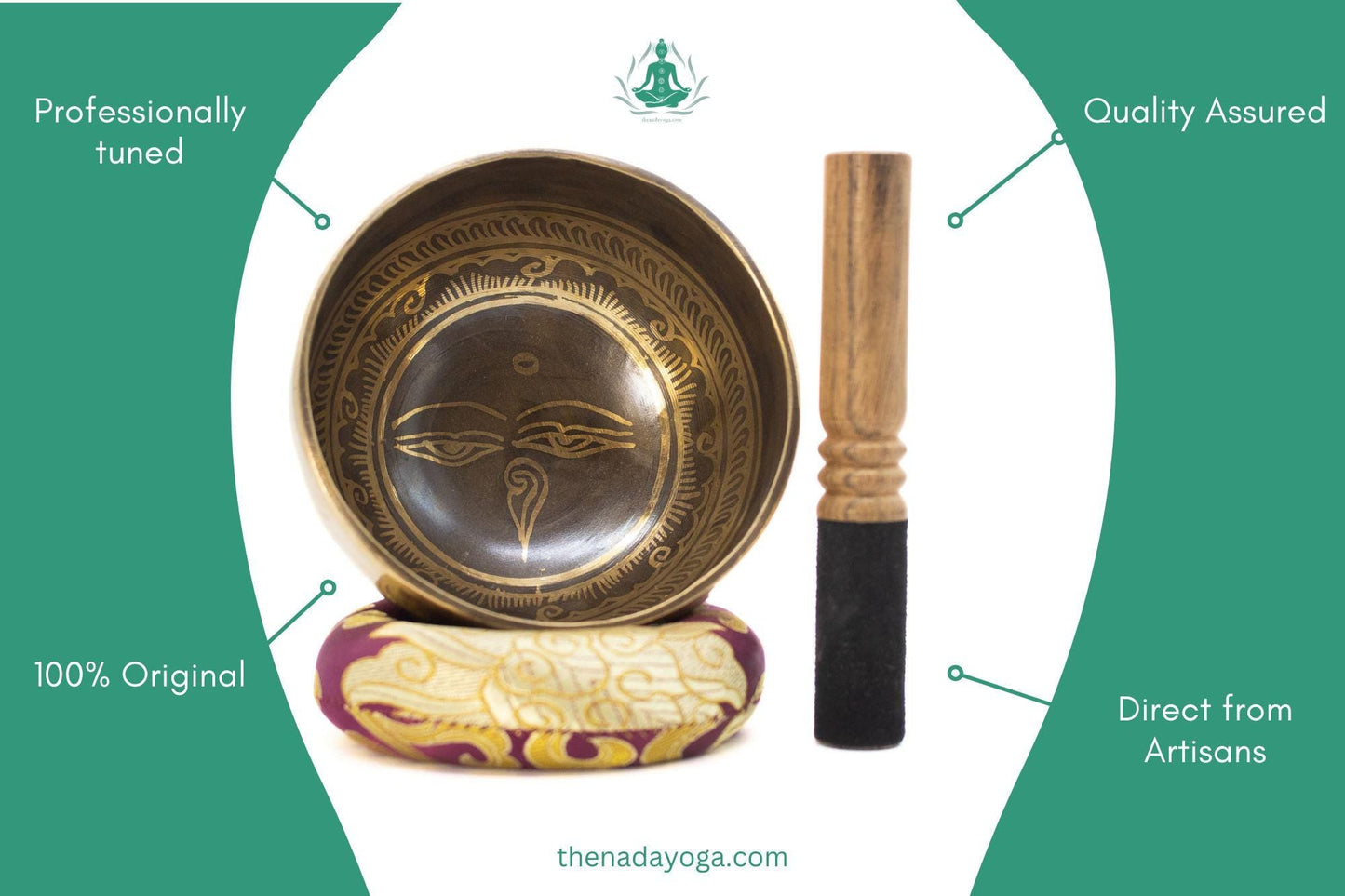 Hand Hammered Tibetan Singing Bowl Set: Meditation, Yoga & Healing The Nada Yoga