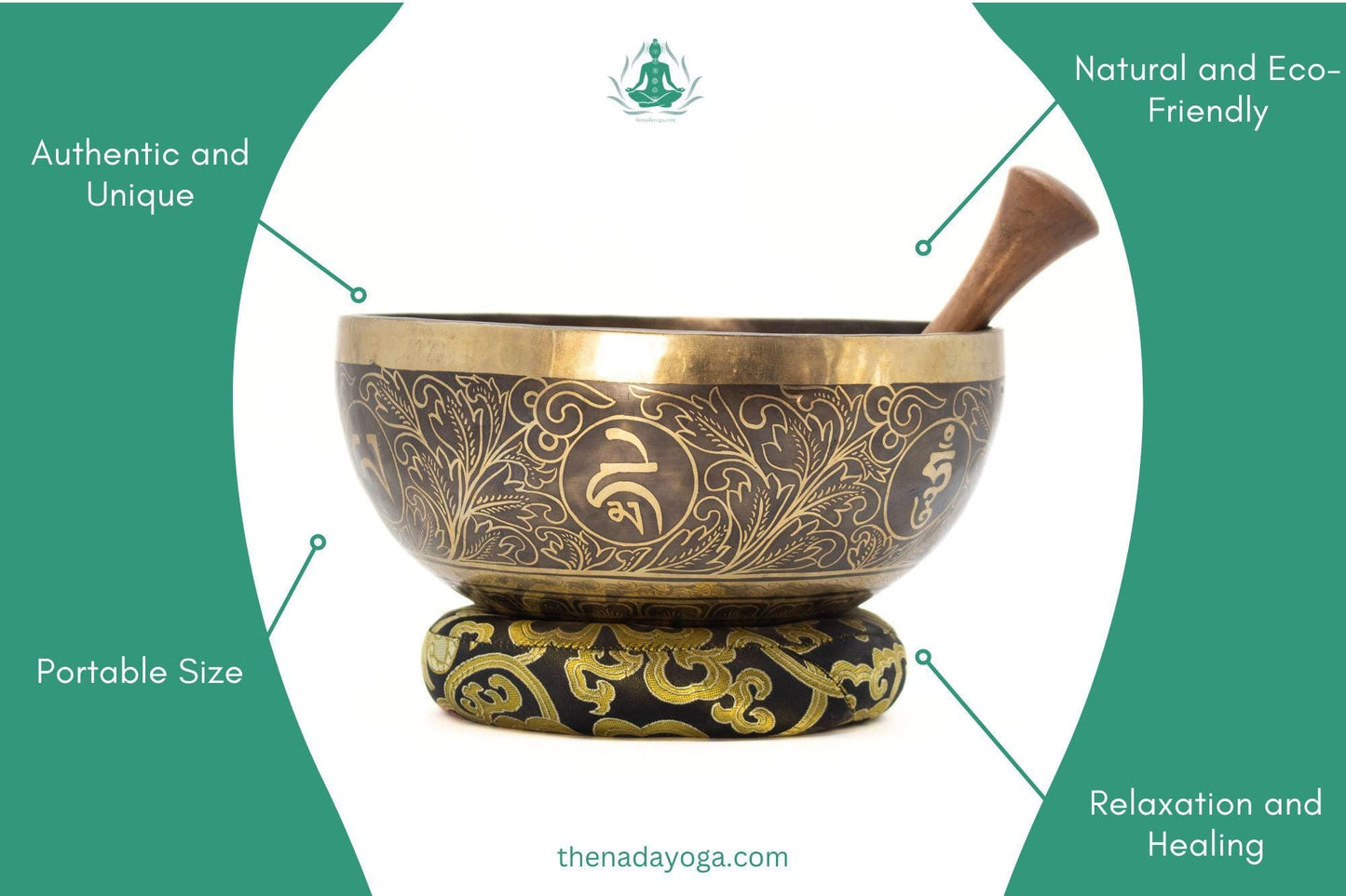 Hand-Hammered Tibetan Singing Bowl Set – 4 inch Nepal Sound Bowl for Meditation The Nada Yoga