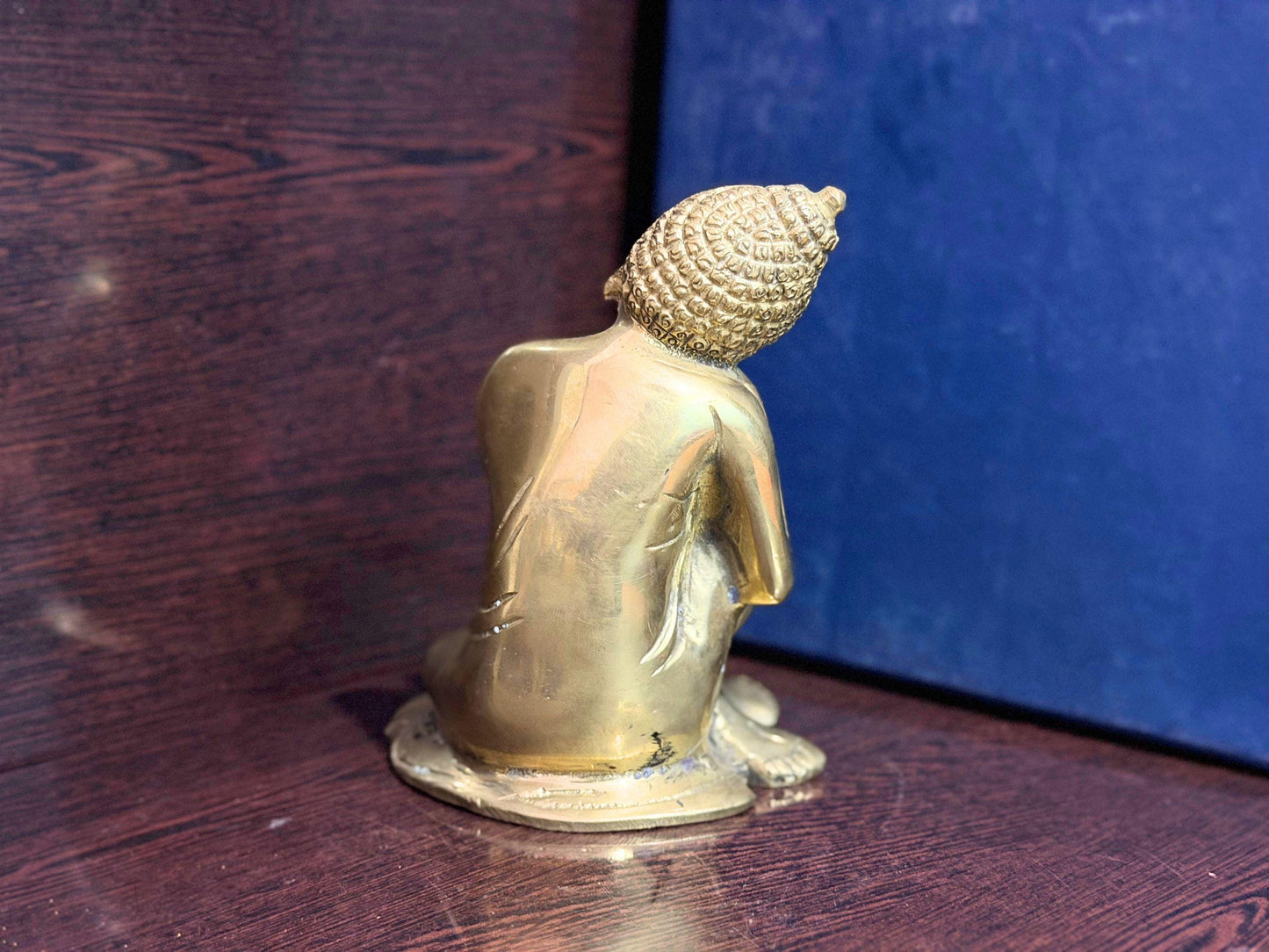 Handmade Brass Resting Buddha Statue – Spiritual Decor for Home & Office