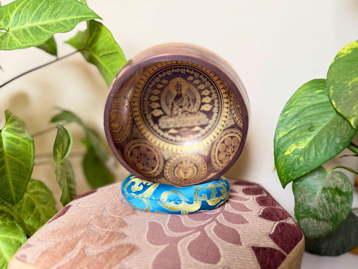 Handmade Tibetan Singing Bowl with Buddha Etching | Chakra Healing Gift