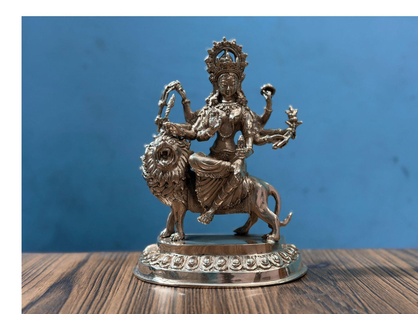 Handcrafted Silver Goddess Durga Statue