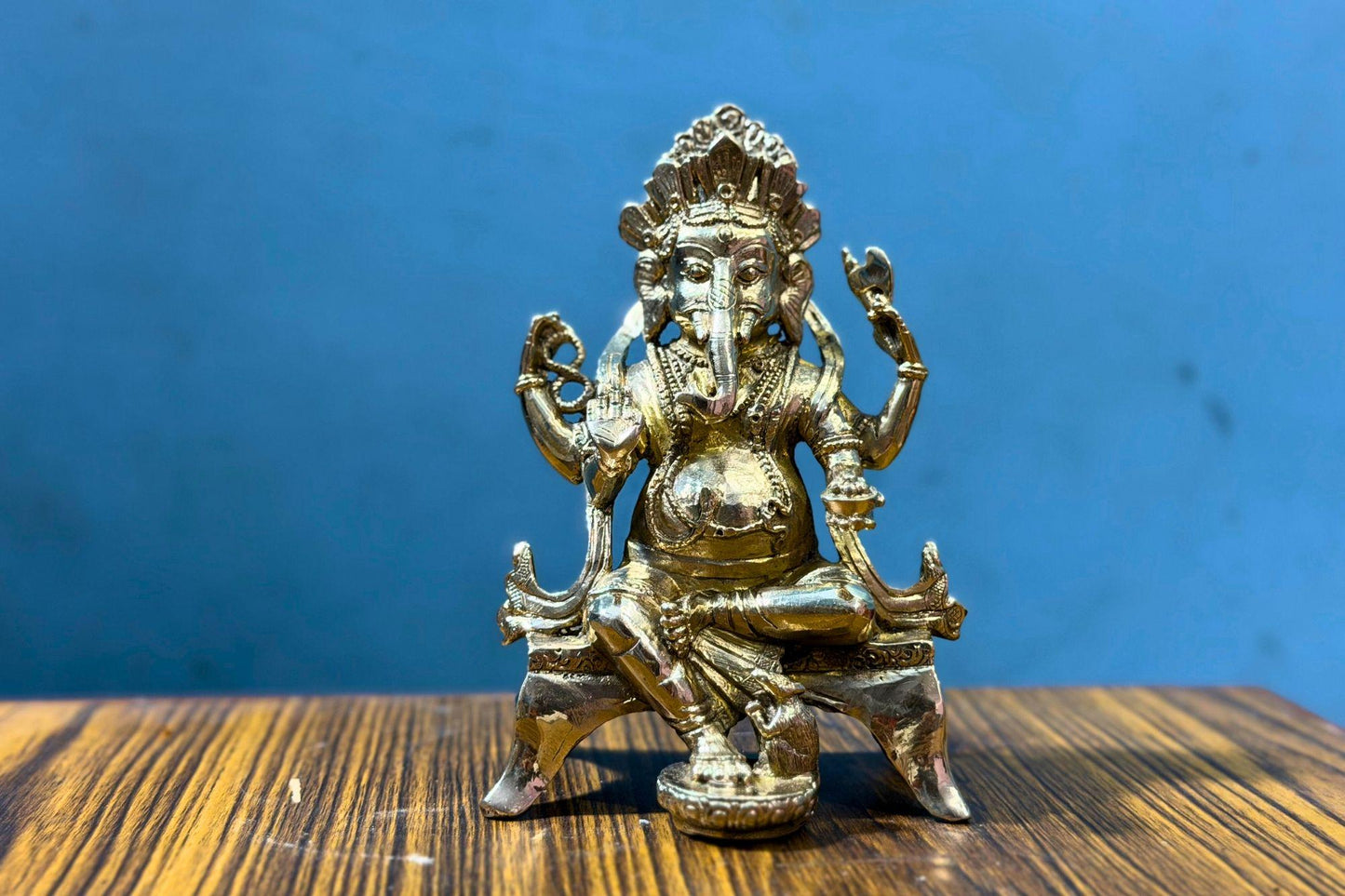 Handmade Brass Ganesh Statue – 6 Inch Seated Hindu God