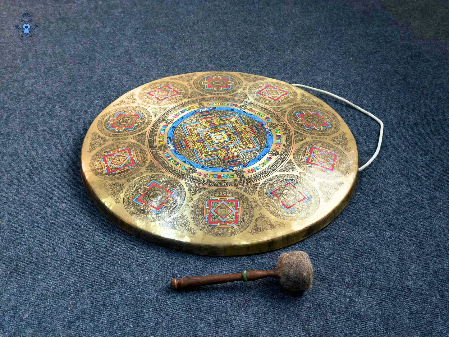 Chakra Yantra Gong – Handcrafted 7 Metals Tibetan Gong | Sacred Sound Healing Instrument | 40–100cm | Mandala Gong for Meditation & Rituals World Creation Crafts