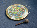 Handmade Sri Yantra Gong | Sacred Geometry Sound Healing Gong | 7-Metals Tibetan Gong for Meditation, Yoga & Chakra Alignment | Fair Trade World Creation Crafts