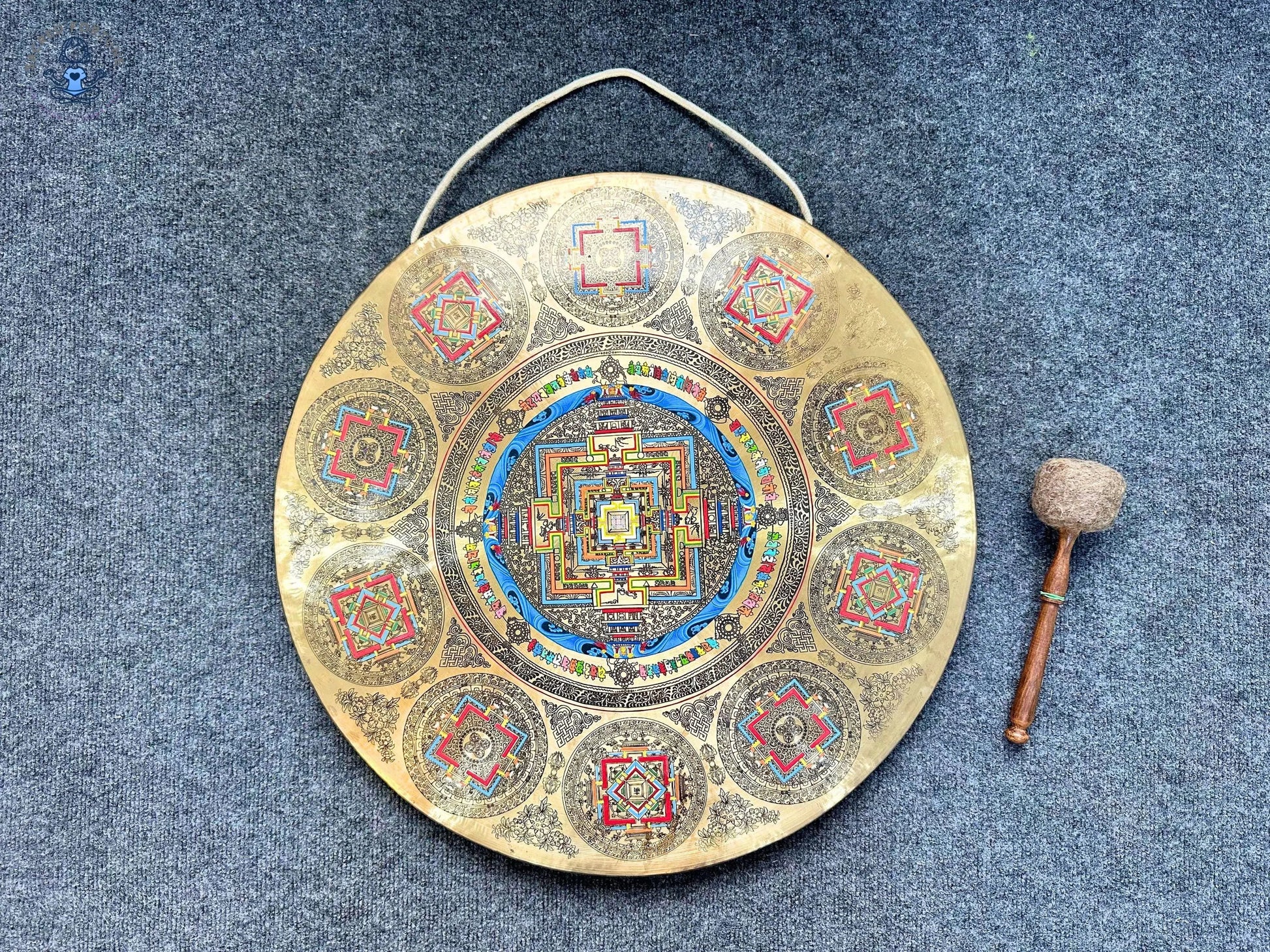 Chakra Yantra Gong – Handcrafted 7 Metals Tibetan Gong | Sacred Sound Healing Instrument | 40–100cm | Mandala Gong for Meditation & Rituals World Creation Crafts