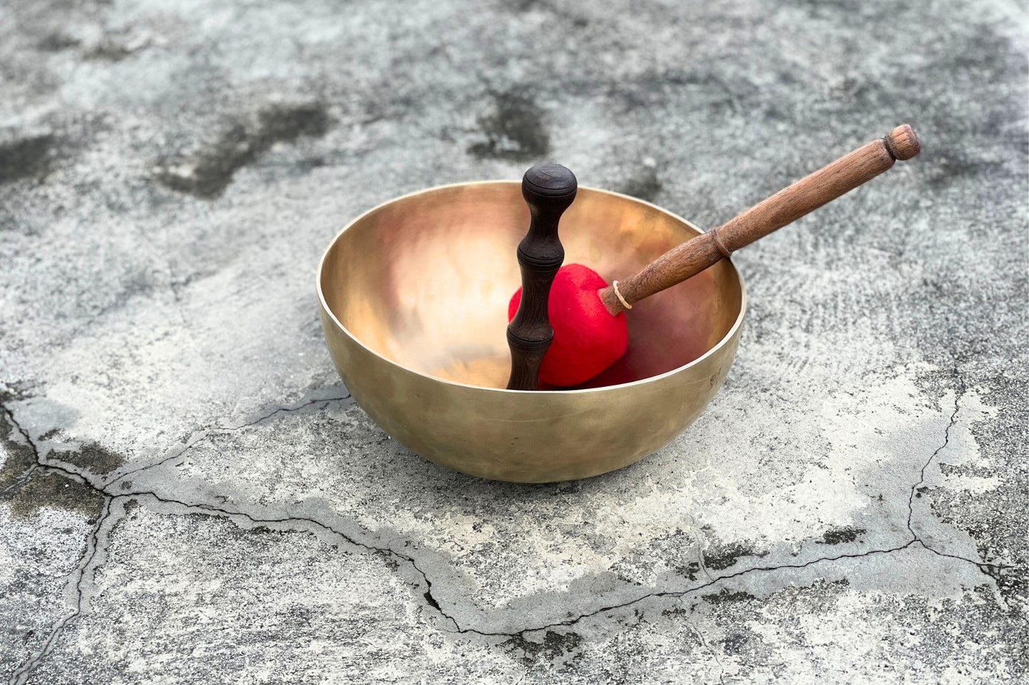 Brass Therapeutic Singing Bowl w/ Handle - Singing Bowl Suction Cup for Sound Baths, Massages and Therapy -  Handmade in Nepal