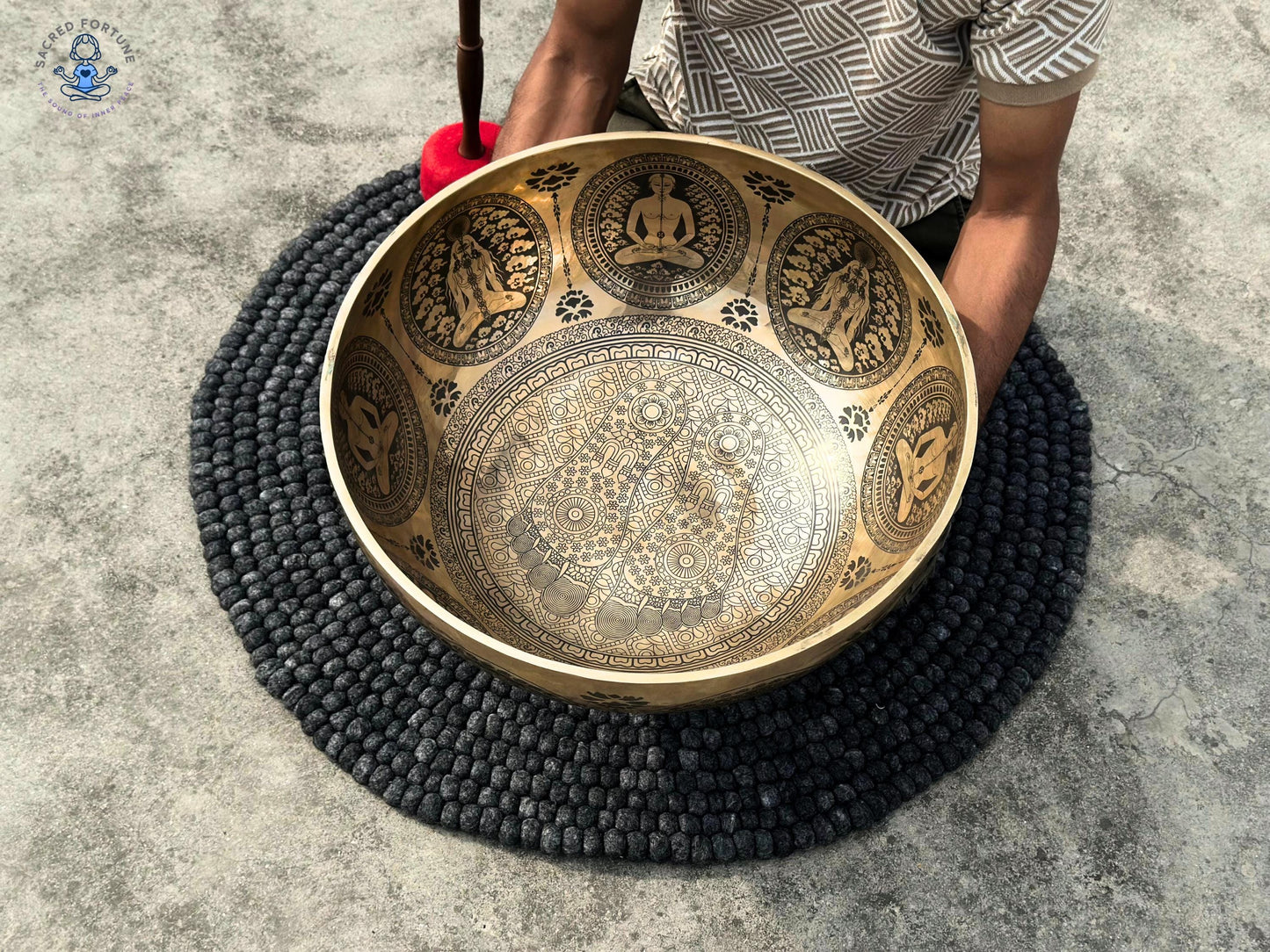 Premium Buddha Feet Carved Singing Bowl – Hand-Hammered Tibetan Singing Bowl - Chakra Healing Meditation Bowl - Best For Group Meditation World Creation Crafts