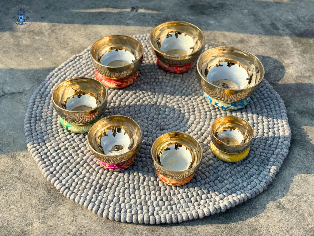 7-Piece Polished Singing Bowl Set – Handmade & Professionally Tuned | Chakra Sound Healing Bowls from Nepal World Creation Crafts