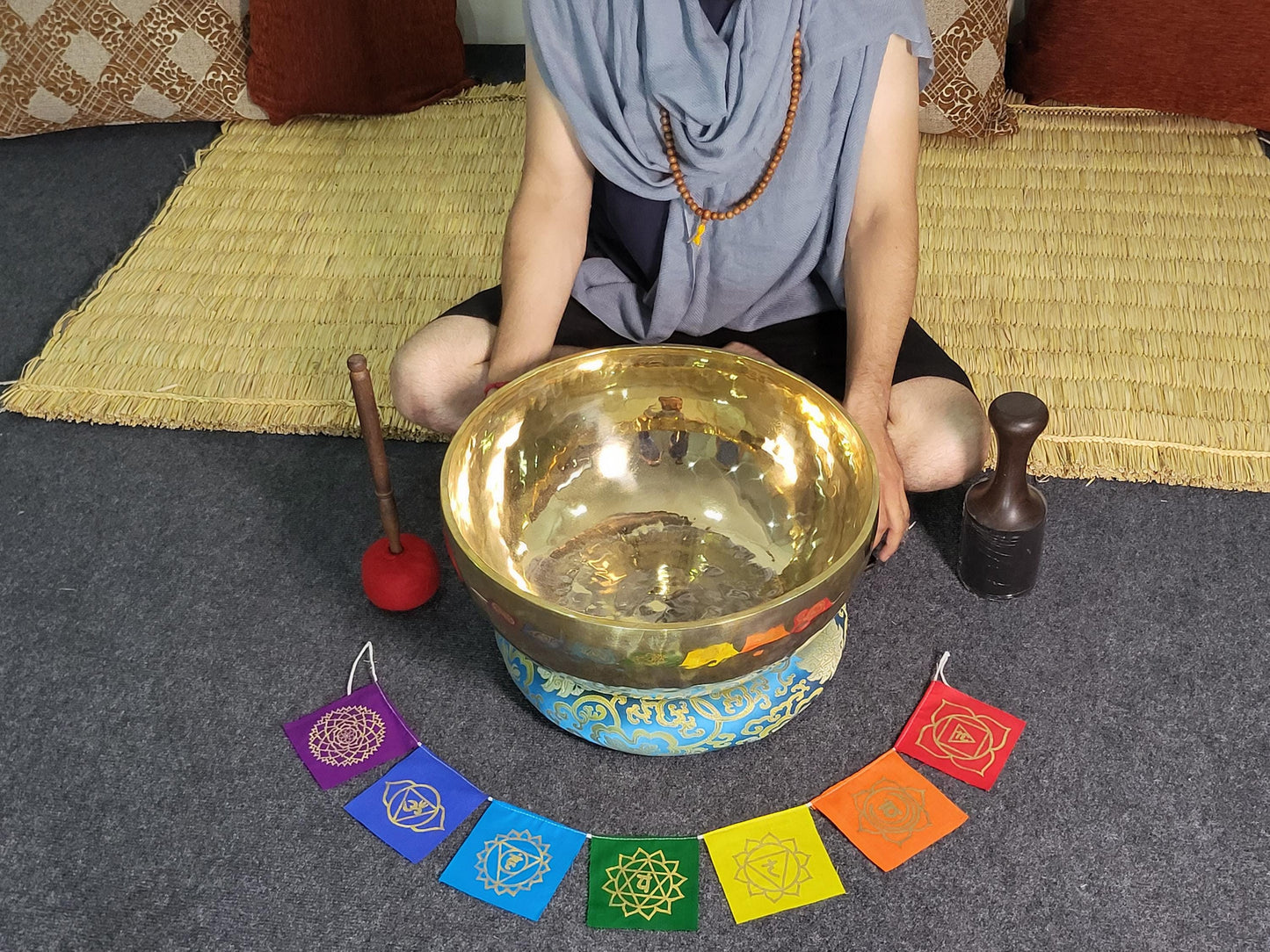 7 Chakra Healing Tibetan handmade Singing Bowl- Shiny Jambati Sets for  Meditation, Yoga and Sound Baths - Seven Chakra Bowls