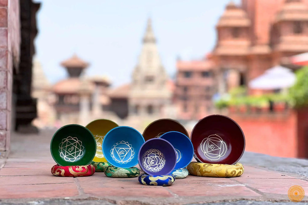 Seven Color Chakra Tibetan Singing Bowls Set - 7 pieces healing set - Great use for Meditation, Sound Healing, Therapy & Mindfulness World Creation Crafts