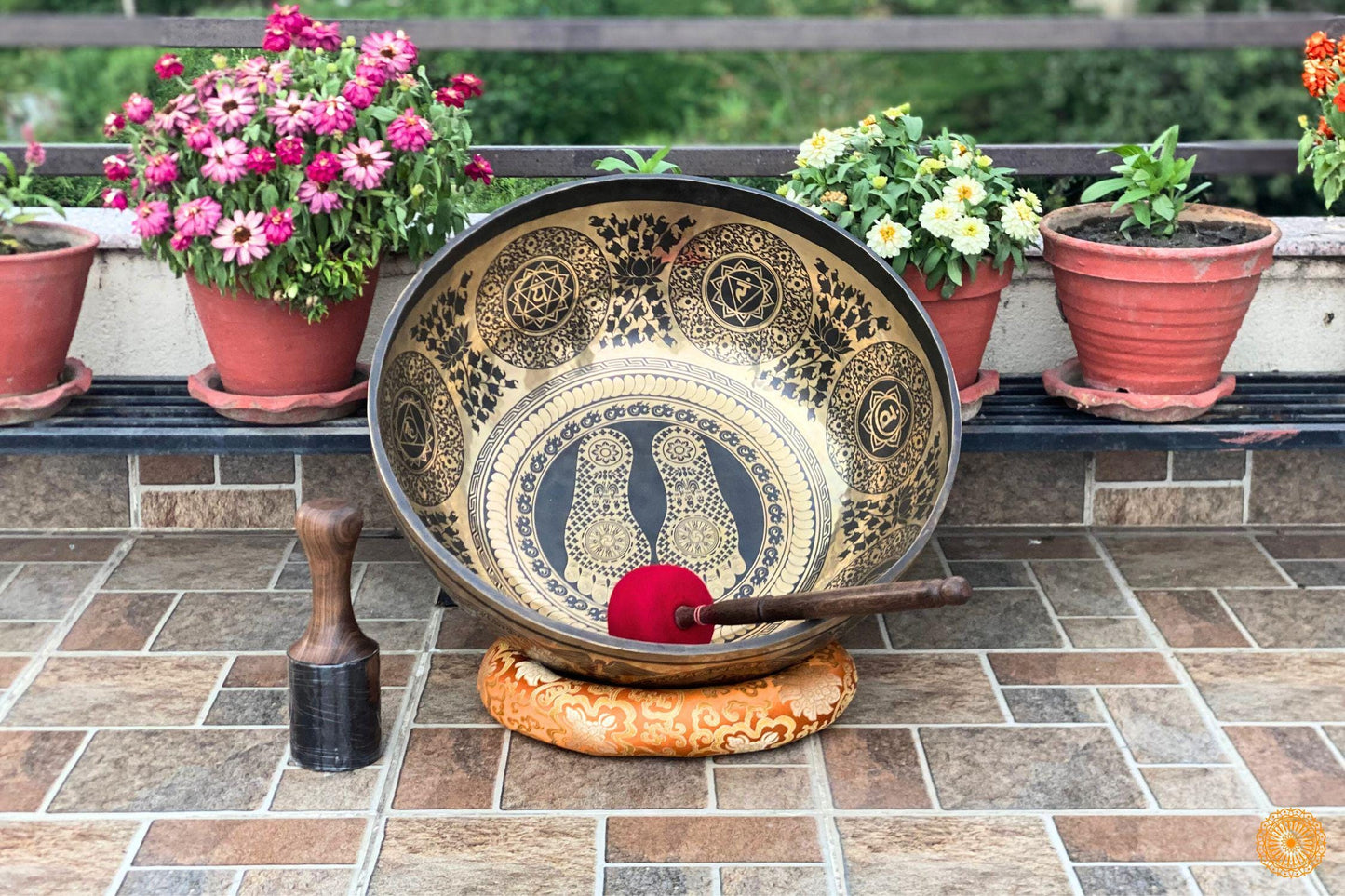 Handcrafted Buddha Feet Singing Bowl for Meditation and Healing - Large Tibetan Bowl with Deep Resonance, Perfect for Spiritual Practices World Creation Crafts