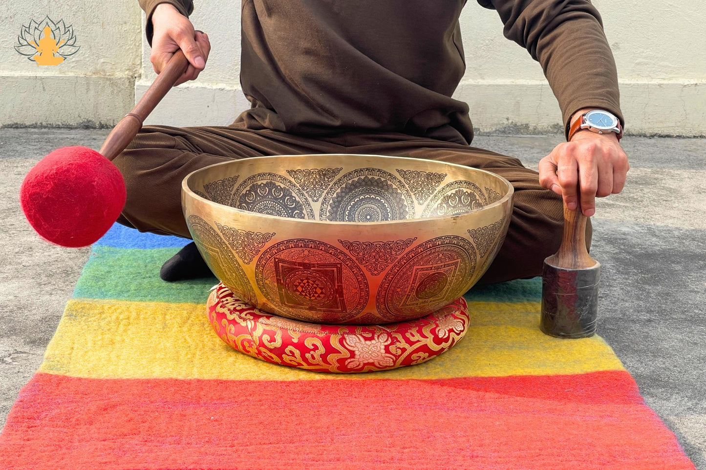 Buddha Feet Singing Bowl | Hand-Etched Himalayan Sound Bowl | 12" to 26" Sizes | For Meditation, Yoga, Sound Healing & Standing Therapy World Creation Crafts