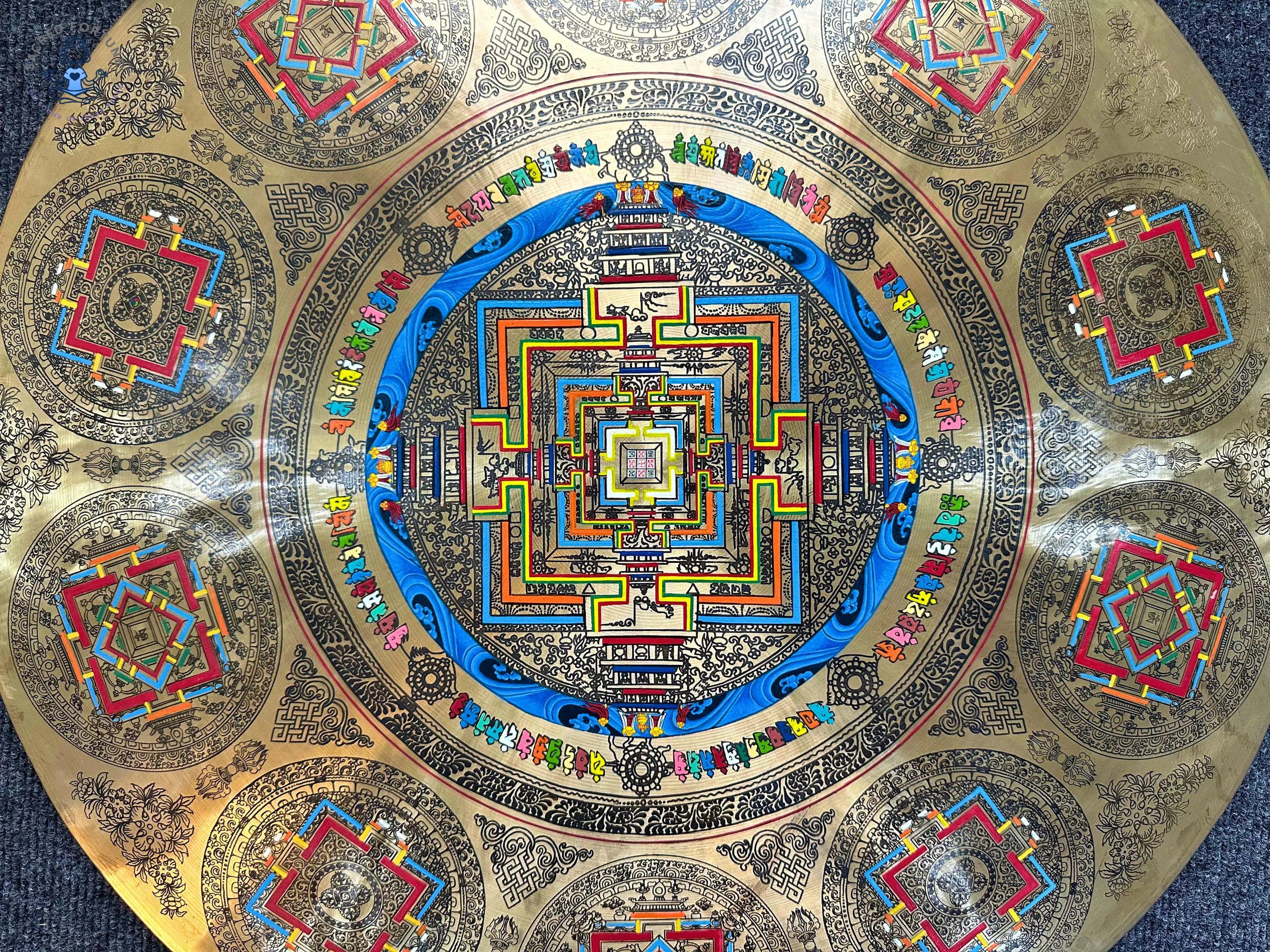 Chakra Yantra Gong – Handcrafted 7 Metals Tibetan Gong | Sacred Sound Healing Instrument | 40–100cm | Mandala Gong for Meditation & Rituals World Creation Crafts