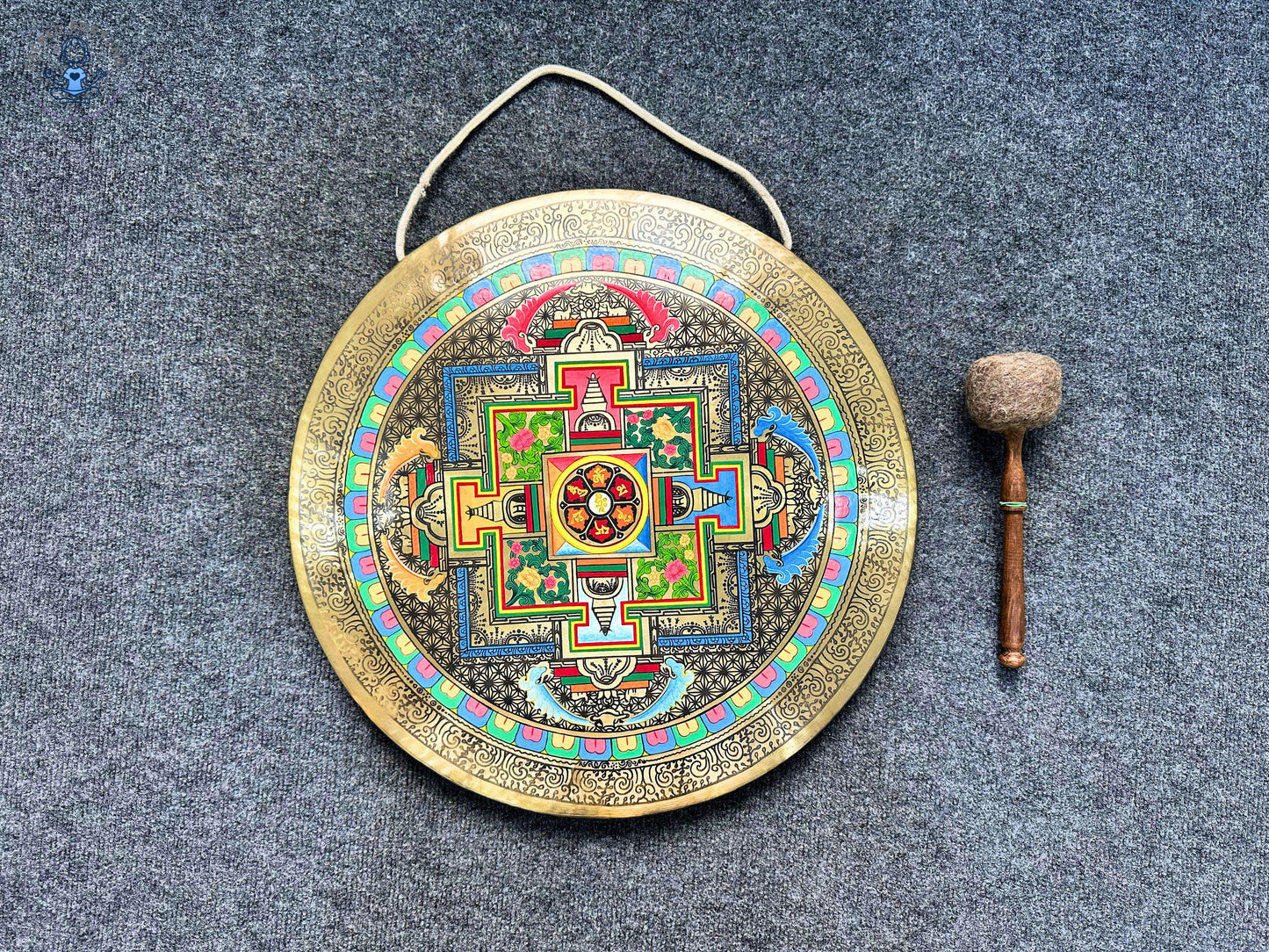 Handmade Sri Yantra Gong | Sacred Geometry Sound Healing Gong | 7-Metals Tibetan Gong for Meditation, Yoga & Chakra Alignment | Fair Trade World Creation Crafts