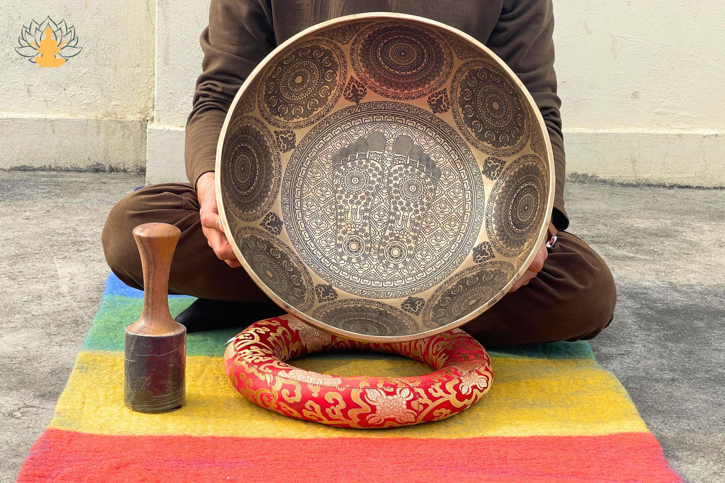 Buddha Feet Singing Bowl | Hand-Etched Himalayan Sound Bowl | 12" to 26" Sizes | For Meditation, Yoga, Sound Healing & Standing Therapy World Creation Crafts