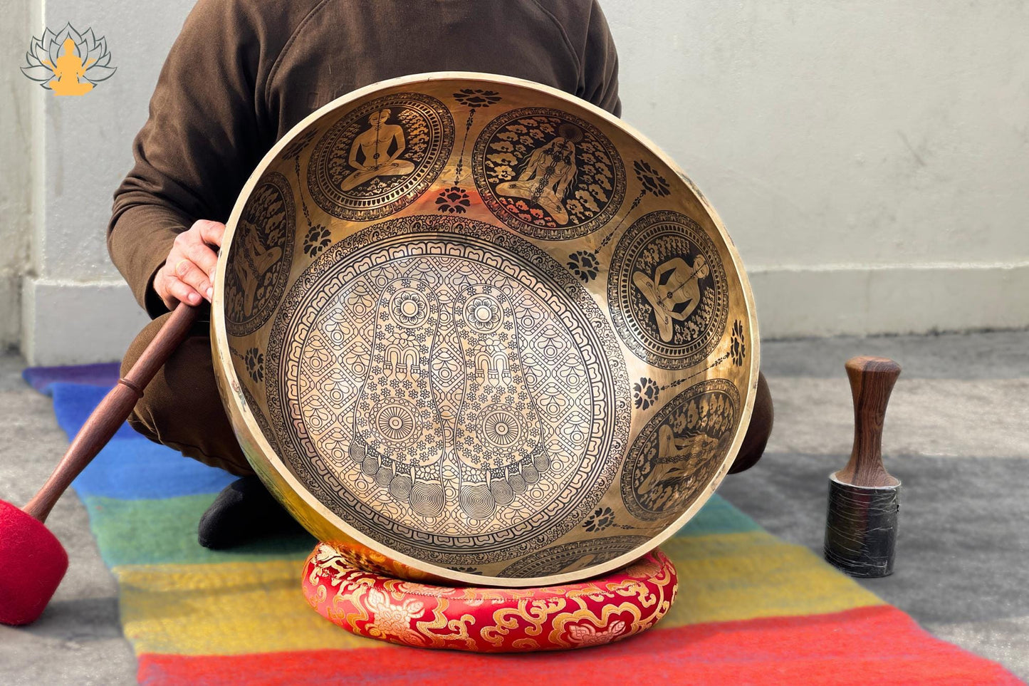 Premium Handmade Buddha Feet Singing Bowl – 7 Metal Sound Healing Bowl – Authentic Nepalese Meditation & Chakra Healing Bowl (10" to 26") World Creation Crafts