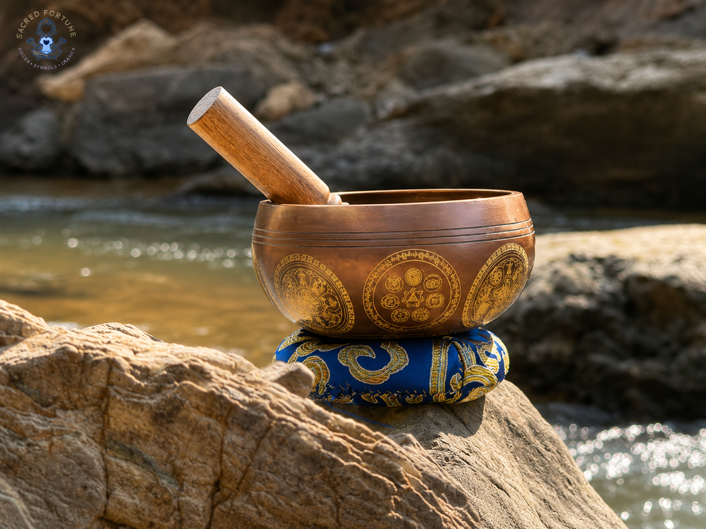 Lord Ganesha Engraved Singing Bowl – Handmade Himalayan Meditation Bowl with Mallet & Cushion