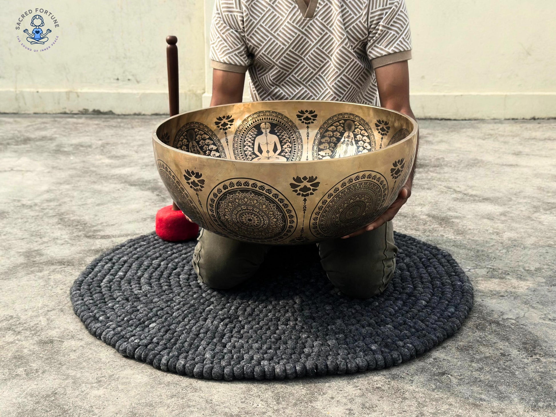 Premium Buddha Feet Carved Singing Bowl – Hand-Hammered Tibetan Singing Bowl - Chakra Healing Meditation Bowl - Best For Group Meditation World Creation Crafts
