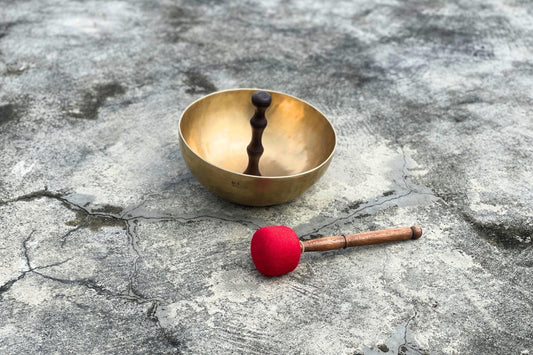 Brass Therapeutic Singing Bowl w/ Handle - Singing Bowl Suction Cup for Sound Baths, Massages and Therapy -  Handmade in Nepal