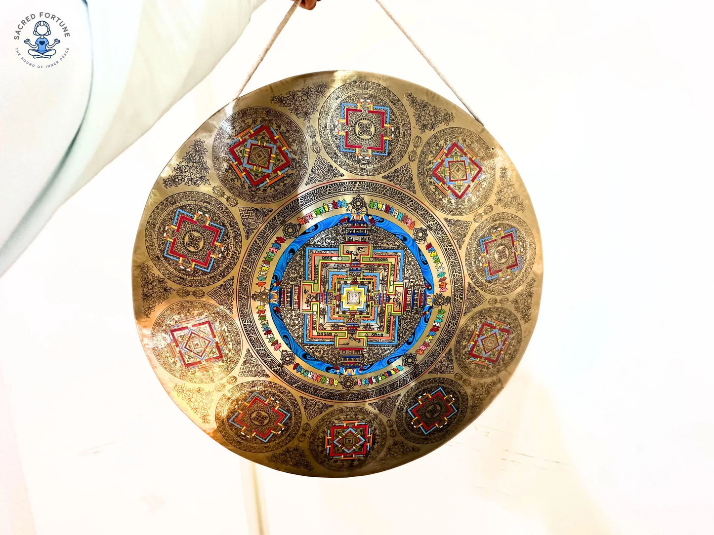 Chakra Yantra Gong – Handcrafted 7 Metals Tibetan Gong | Sacred Sound Healing Instrument | 40–100cm | Mandala Gong for Meditation & Rituals World Creation Crafts