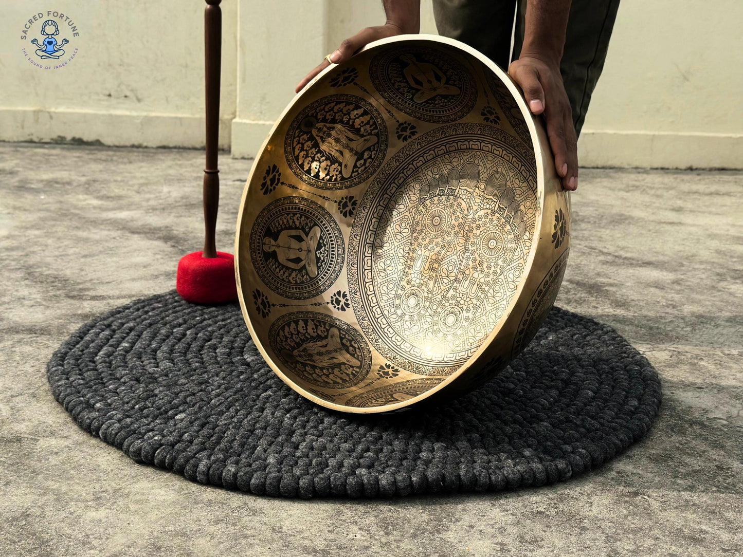 Premium Buddha Feet Carved Singing Bowl – Hand-Hammered Tibetan Singing Bowl - Chakra Healing Meditation Bowl - Best For Group Meditation World Creation Crafts