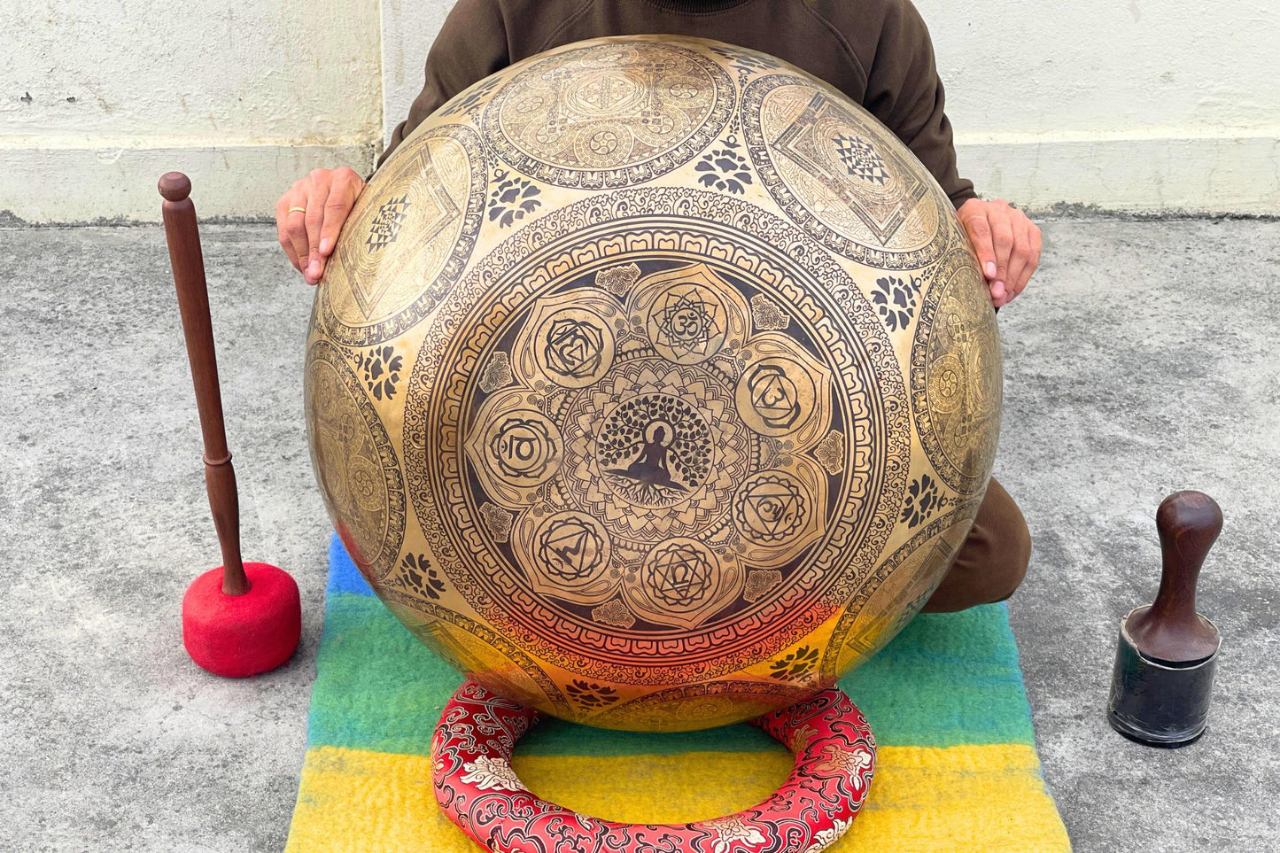 Extra Large Handmade Buddha Feet 7-Metal Singing Bowl from Nepal – Etched Sound Healing Bowl for Meditation, Chakra Balancing, Yoga, Energy World Creation Crafts