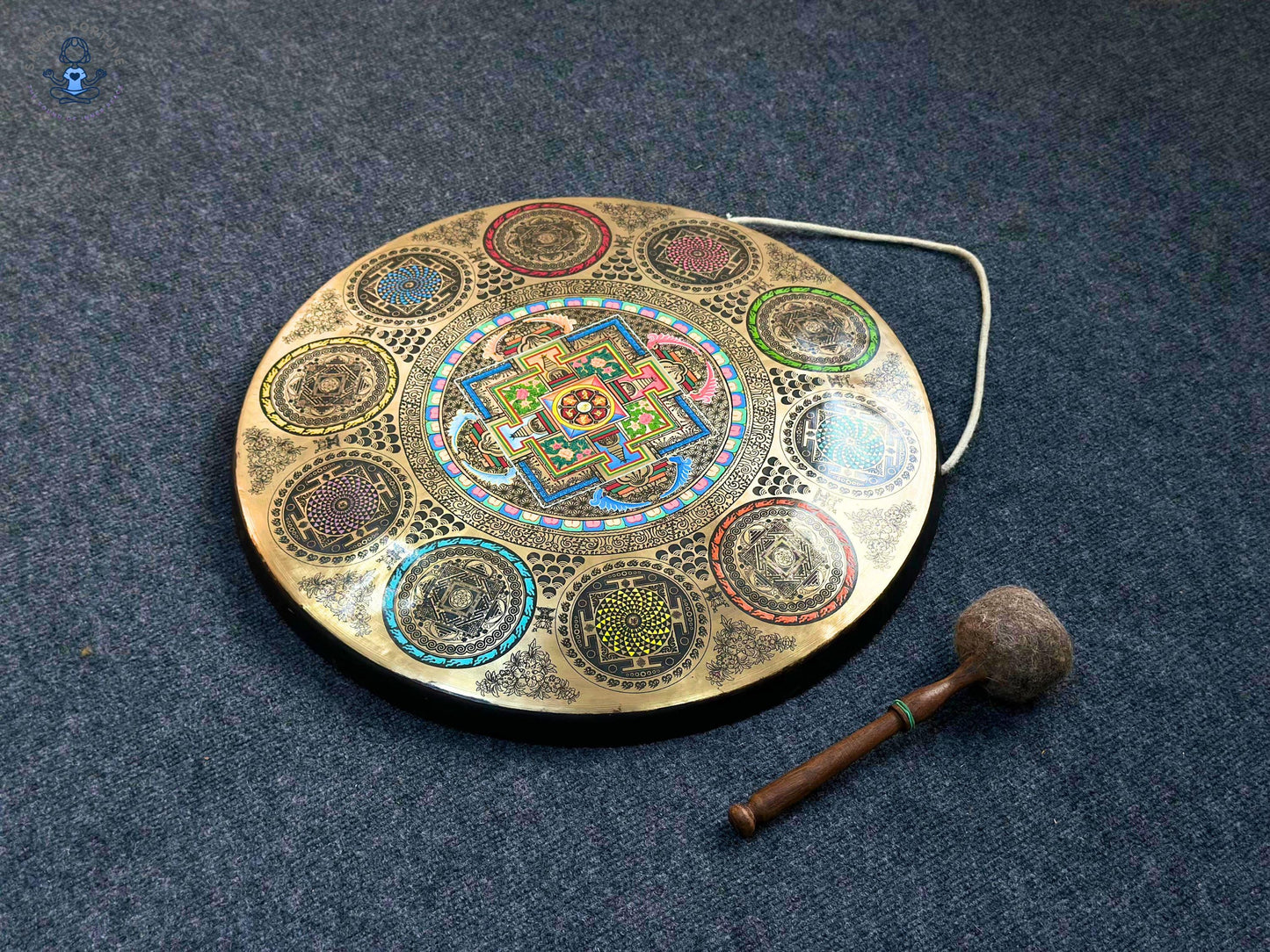 Handmade Mandala Gong – Seven Metals Tibetan Gong for Sound Healing & Meditation | Intricate Yantra Mandala Design | Fair Trade Artisan Made World Creation Crafts