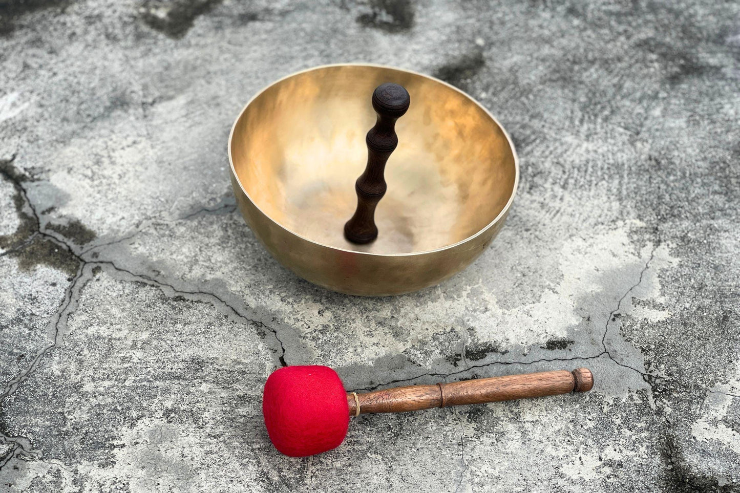 Brass Therapeutic Singing Bowl w/ Handle - Singing Bowl Suction Cup for Sound Baths, Massages and Therapy -  Handmade in Nepal