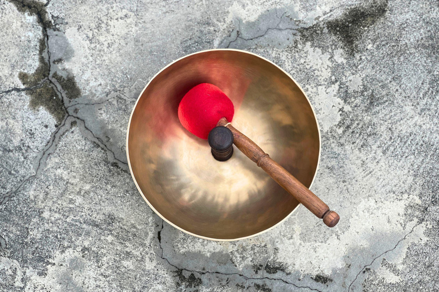 Brass Therapeutic Singing Bowl w/ Handle - Singing Bowl Suction Cup for Sound Baths, Massages and Therapy -  Handmade in Nepal