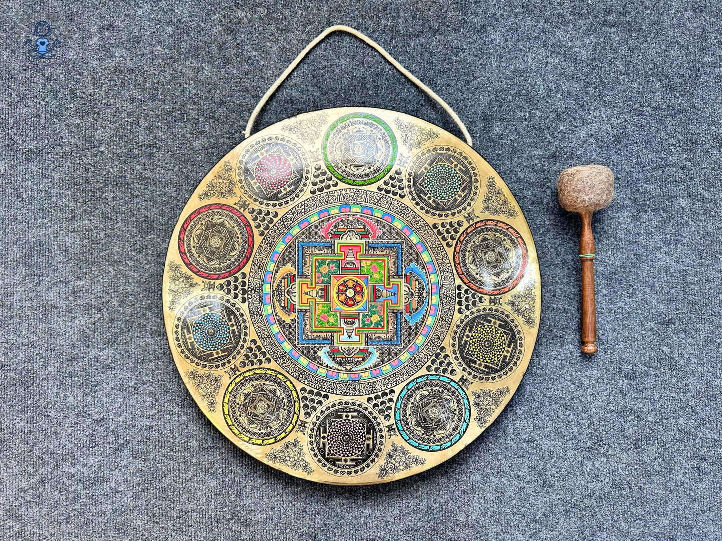 Handmade Mandala Gong – Seven Metals Tibetan Gong for Sound Healing & Meditation | Intricate Yantra Mandala Design | Fair Trade Artisan Made World Creation Crafts