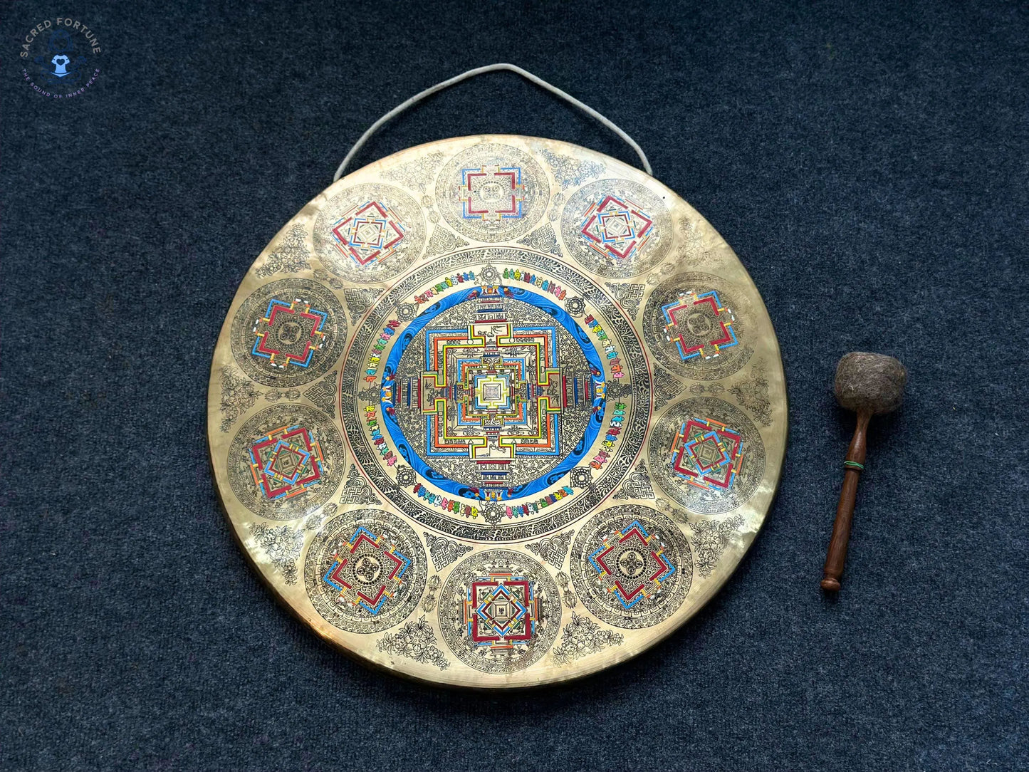 Chakra Yantra Gong – Handcrafted 7 Metals Tibetan Gong | Sacred Sound Healing Instrument | 40–100cm | Mandala Gong for Meditation & Rituals World Creation Crafts