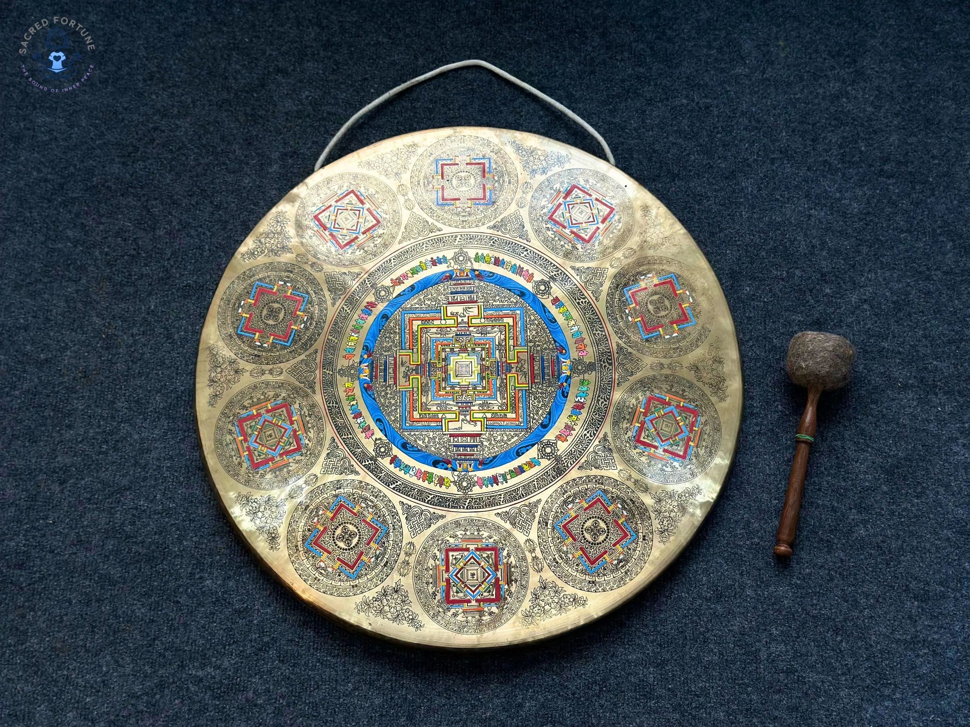 Chakra Yantra Gong – Handcrafted 7 Metals Tibetan Gong | Sacred Sound Healing Instrument | 40–100cm | Mandala Gong for Meditation & Rituals World Creation Crafts