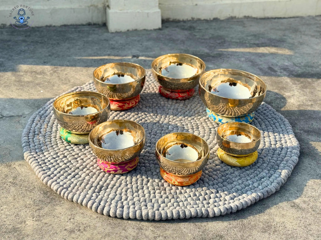 7-Piece Polished Singing Bowl Set – Handmade & Professionally Tuned | Chakra Sound Healing Bowls from Nepal World Creation Crafts