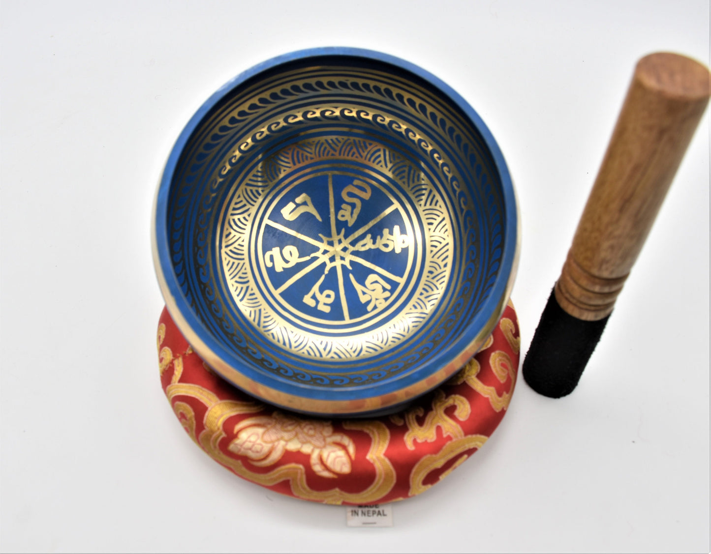 Mantra Painted Tibetan Singing Bowl: 6-inch Handmade Meditation Bowl