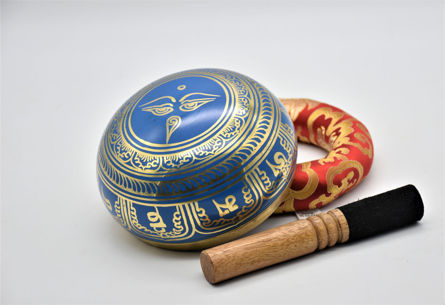 Mantra Painted Tibetan Singing Bowl: 6-inch Handmade Meditation Bowl