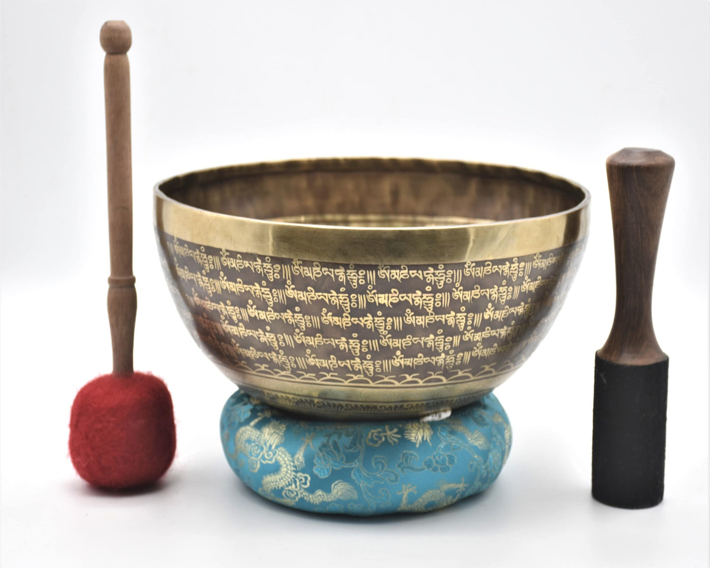 11 inch Mantra Carved Singing Bowl: Handmade Tibetan Bowl for Sound Healing