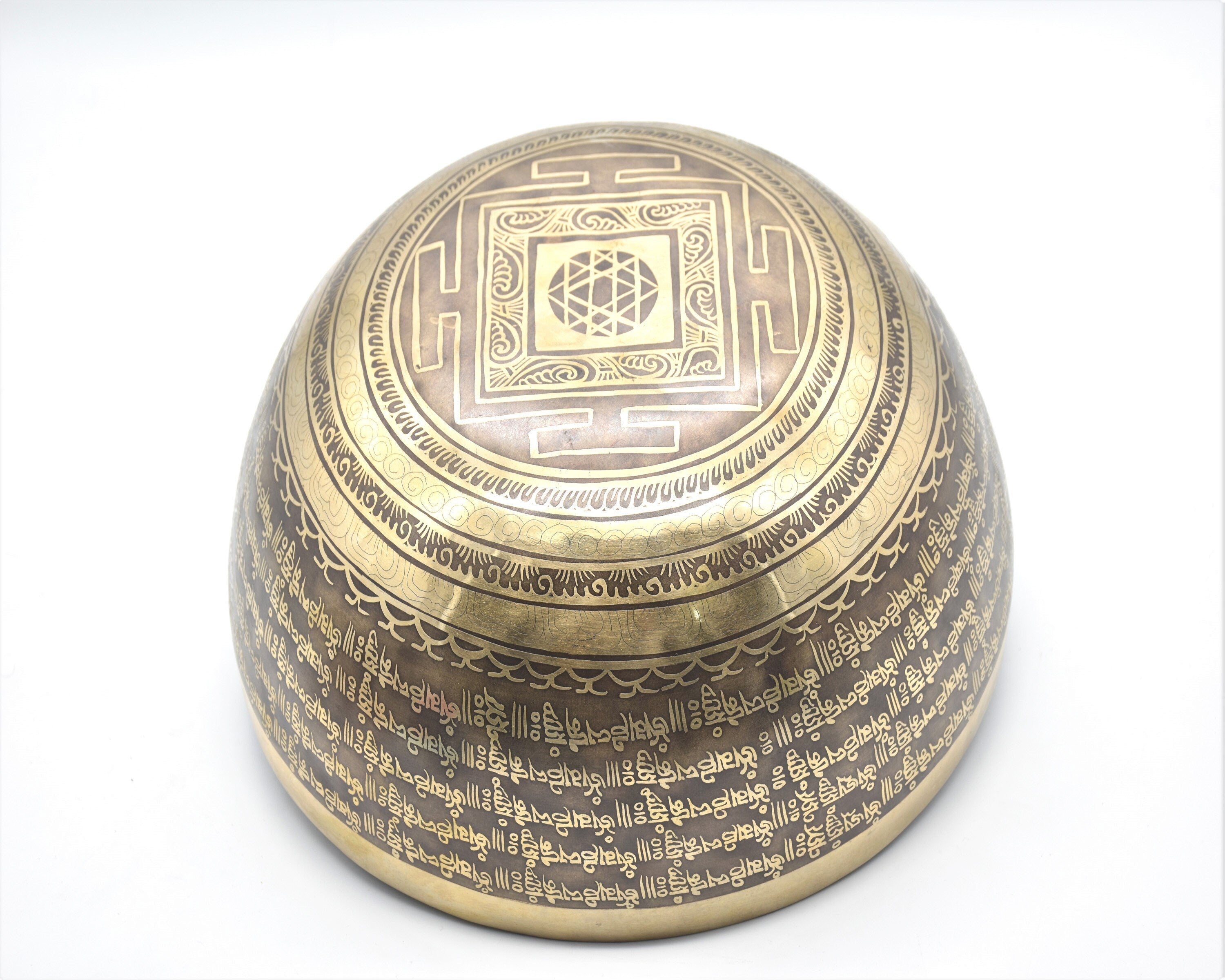 11 inch Mantra Carved Singing Bowl: Handmade Tibetan Bowl for Sound Healing