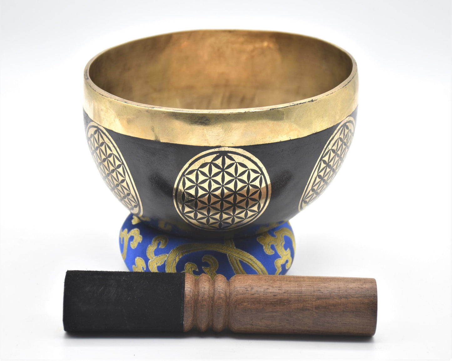 Flower of Life Carved Singing Bowl: 6 inch Tibetan Bowl, Handmade in Nepal