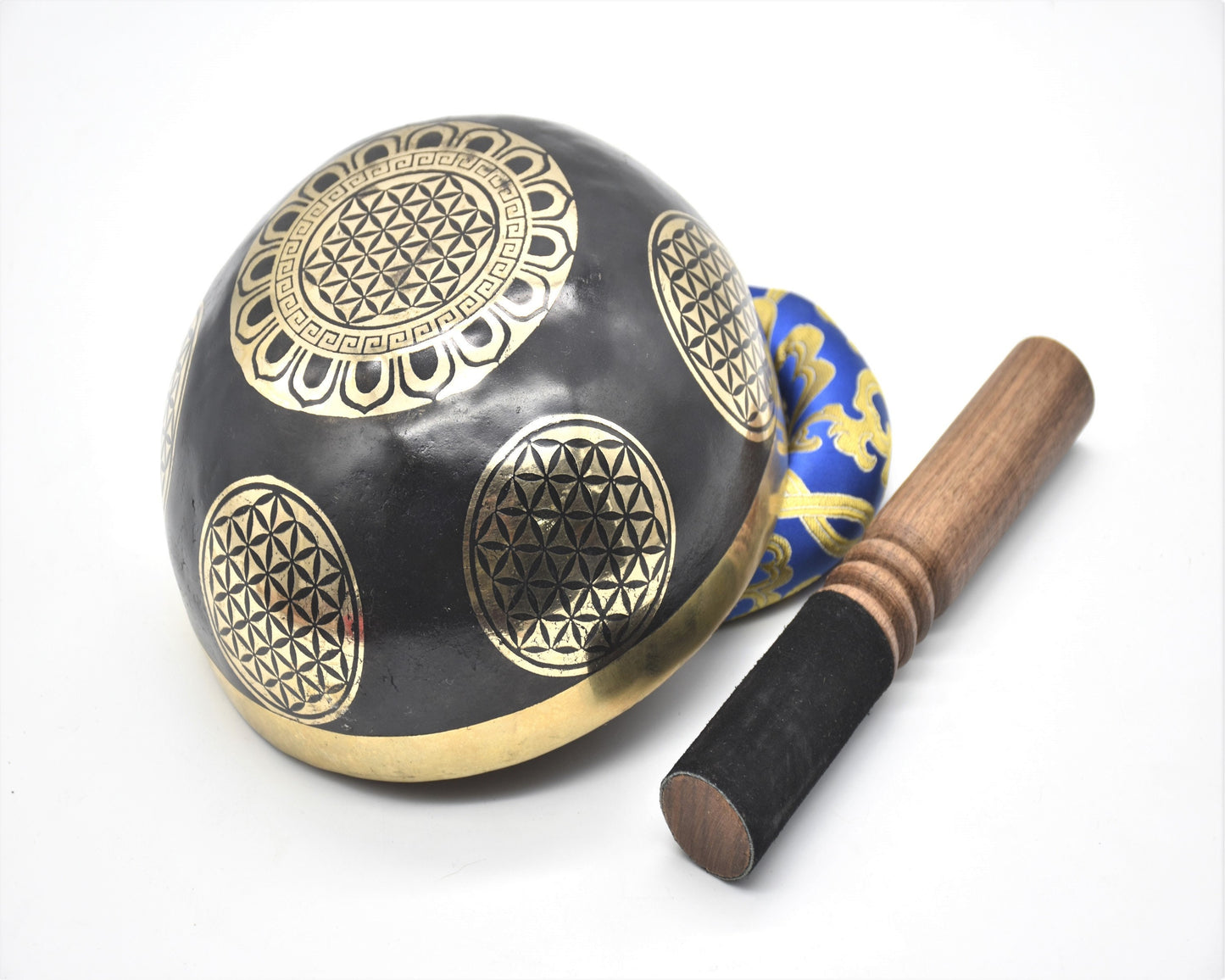 Flower of Life Carved Singing Bowl: 6 inch Tibetan Bowl, Handmade in Nepal