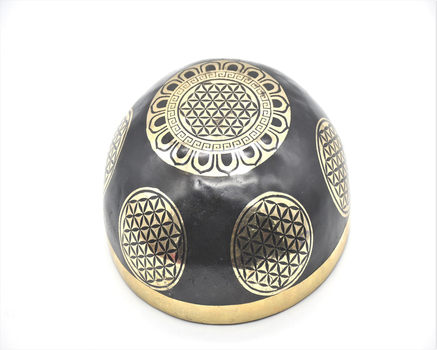 Flower of Life Carved Singing Bowl: 6 inch Tibetan Bowl, Handmade in Nepal