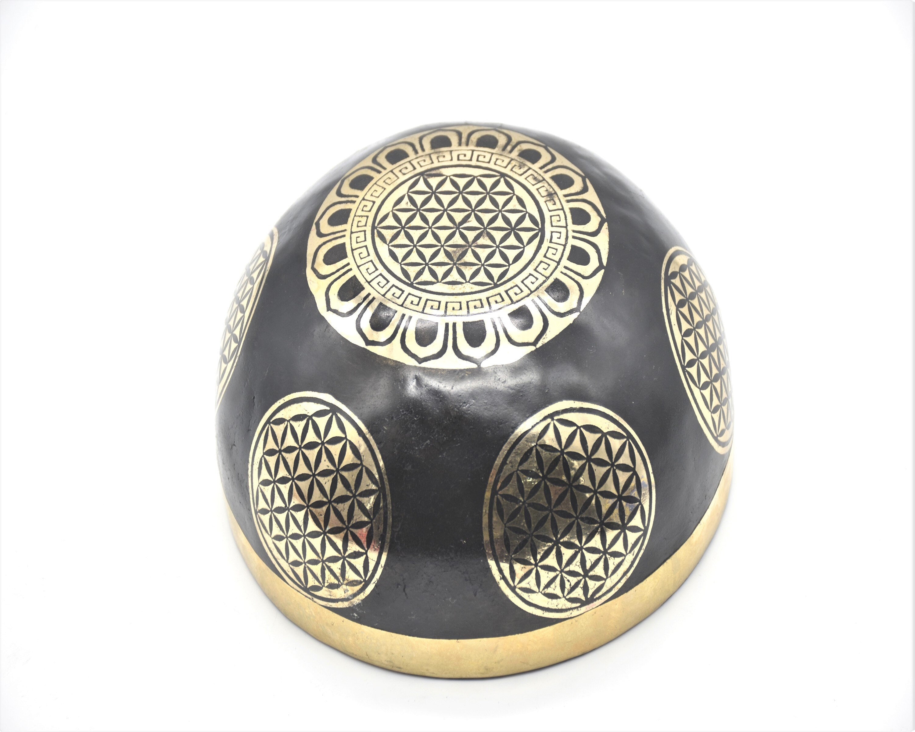 Flower of Life Carved Singing Bowl: 6 inch Tibetan Bowl, Handmade in Nepal